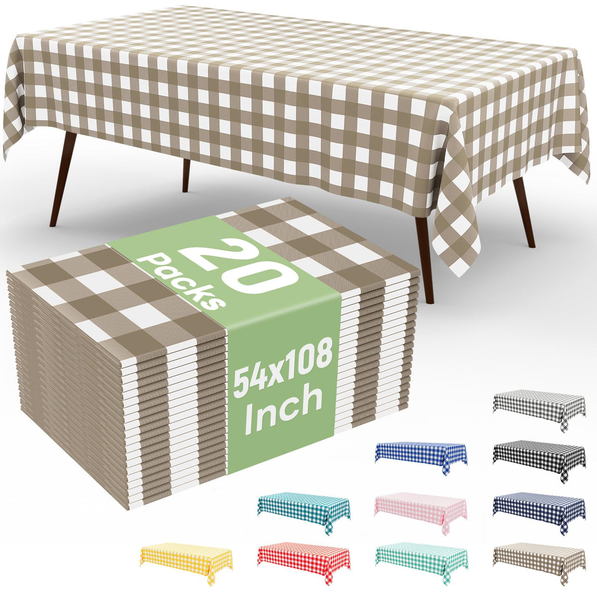 4 Packs Buffalo Disposable Table Cloth, 54 x 108 Inch Waterproof Plastic Tablecloth, Rectangle Red and White Checkered Table Covers for Picnic, Birthday, Party, Back to School