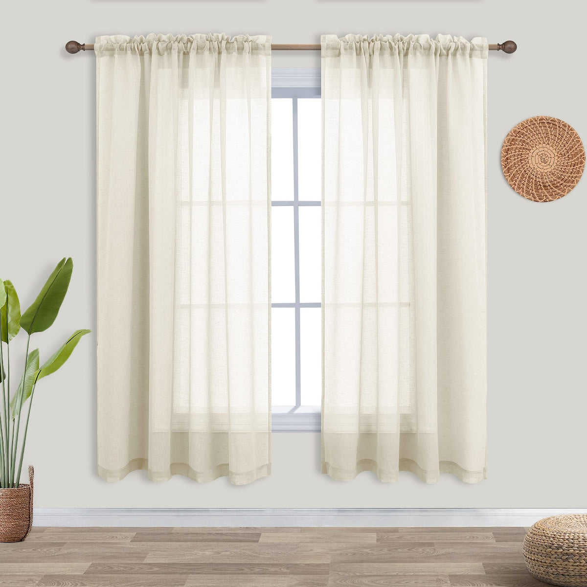 KOUFALL White Sheer Curtains 84 Inches Long 2 Panels,Gauze Cheese Cloth Linen Look Rod Pocket Flowy See Through Curtains for Living Room Bedroom