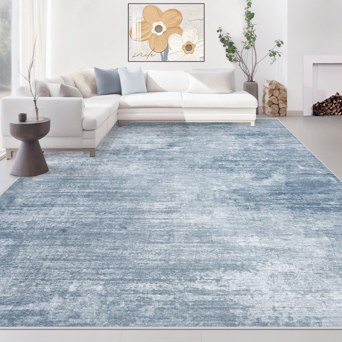 Area Rugs 6x9 Living Room: Washable Rug Modern Abstract Large Rug Soft Non Slip Neutral Rugs Stain Resistant Indoor Carpet for Bedroom Kitchen Dining Room Table Nursery Home Office Rugs(Beige,6'x9')