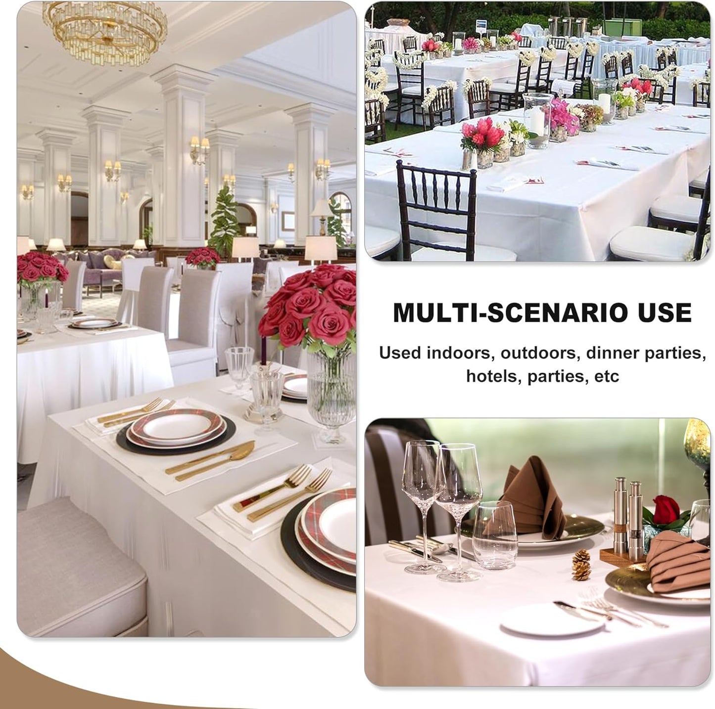 Fitable 6 Pack White Table Cloths 70x120 Inch for 6-8 Ft Rectangle Tables | Stain & Wrinkle Resistant, Washable Polyester Covers for Wedding Party Dining Banquet Event Catering Reception
