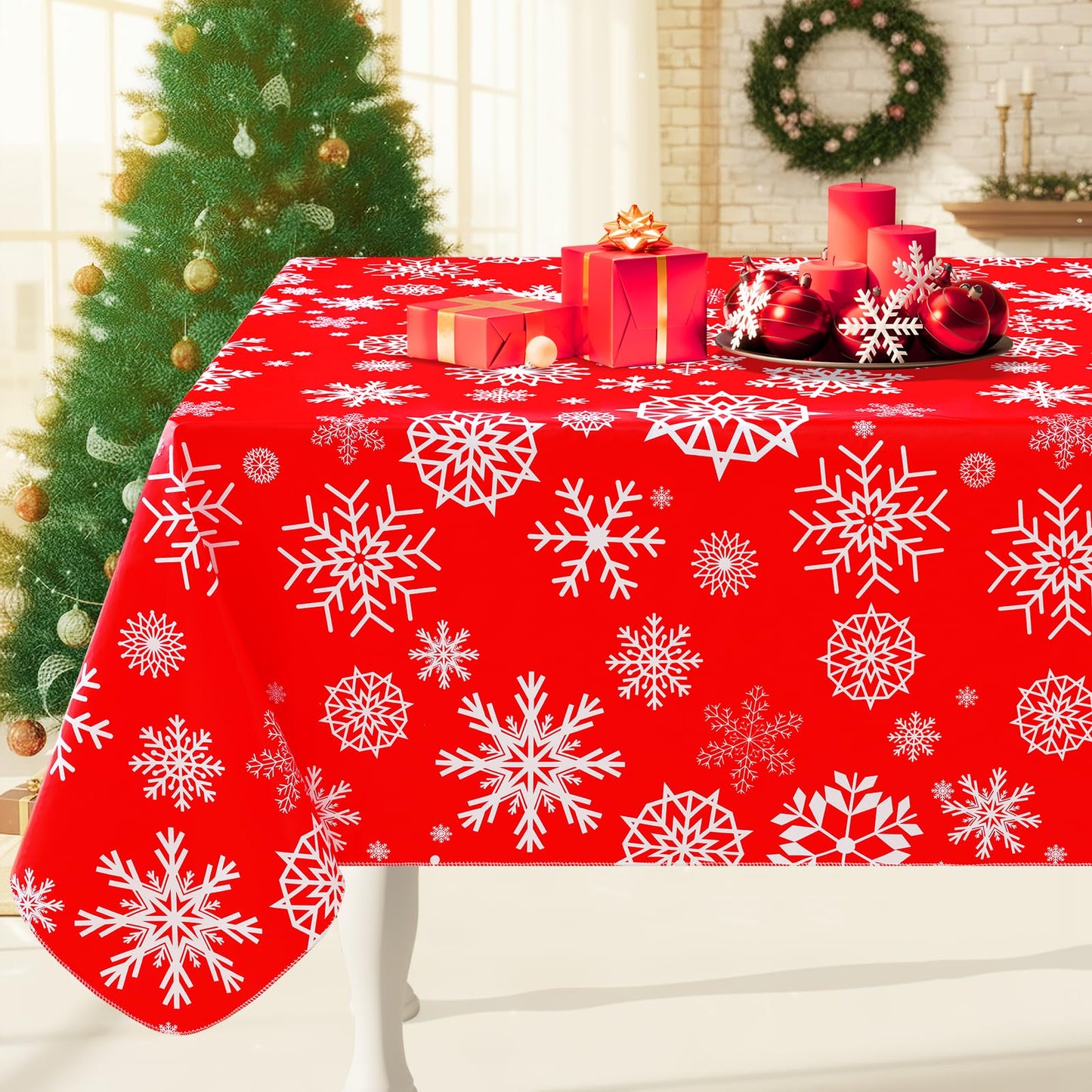 Smiry Rectangle Table Cloth, Flannel Backed Vinyl Tablecloth, 60"x84" | Waterproof Plastic Tablecloths, Wipeable Table Cover for Dining, Indoor and Outdoor (Grey)