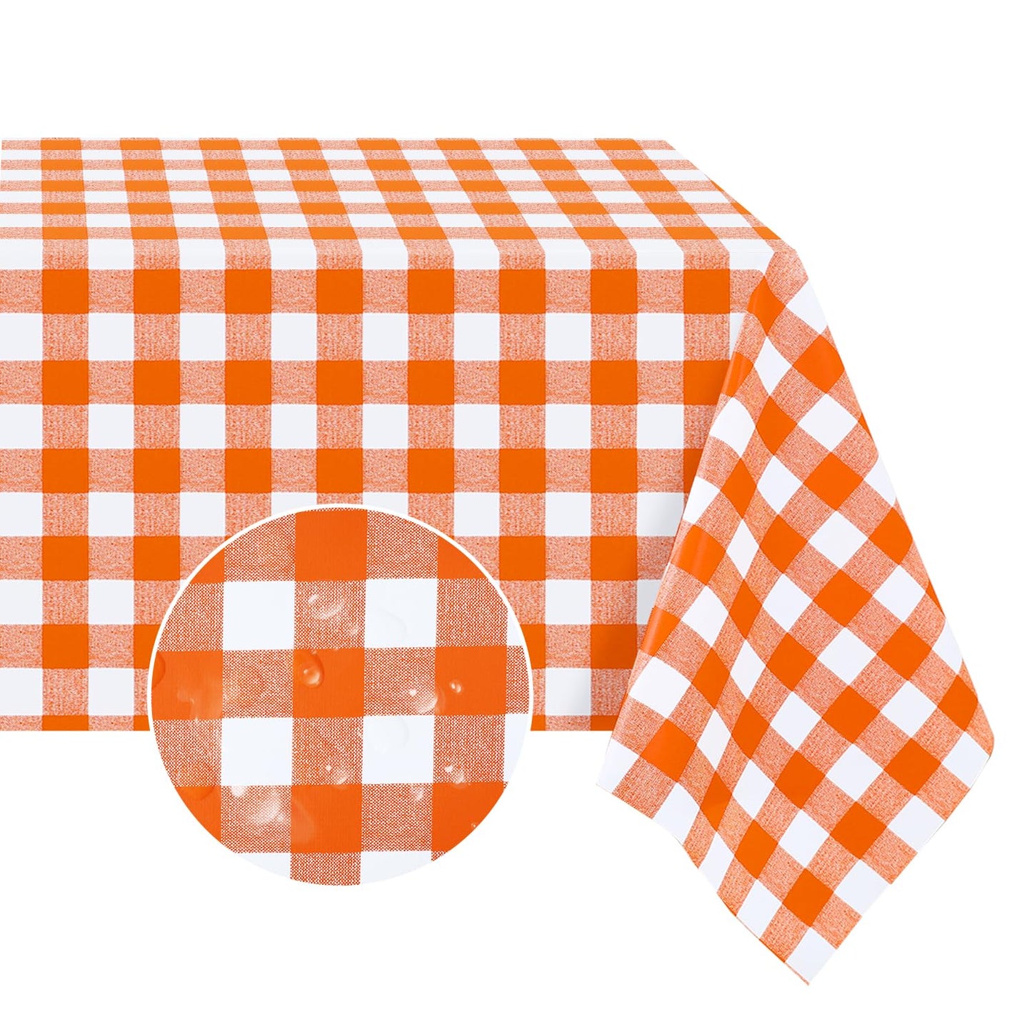 Romanstile Rectangle Vinyl Tablecloth, 100% Waterproof Buffalo Gingham Plastic Table Cloth, Heavy Duty Wipeable Checkered Table Covers for Outdoor, Camping, Picnic, Patio - 54 x 78, Light Blue