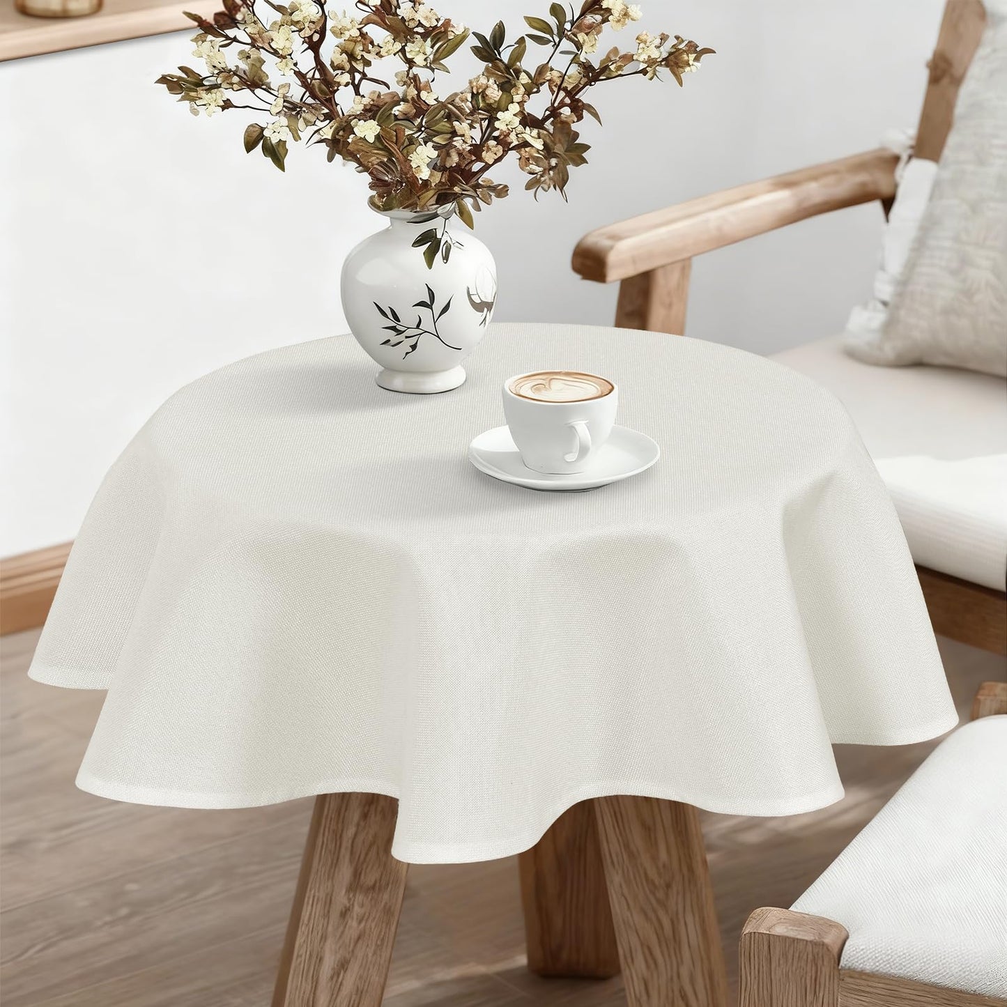 JIUZHEN Rectangle Table Cloth Faux Linen Farmhouse Tablecloth, Wrinkle and Stain Resistant Decorative Fabric Rectangular Spring Table Cover for Dining/Party/Birthday/Wedding, Beige, 54 x 80 Inch