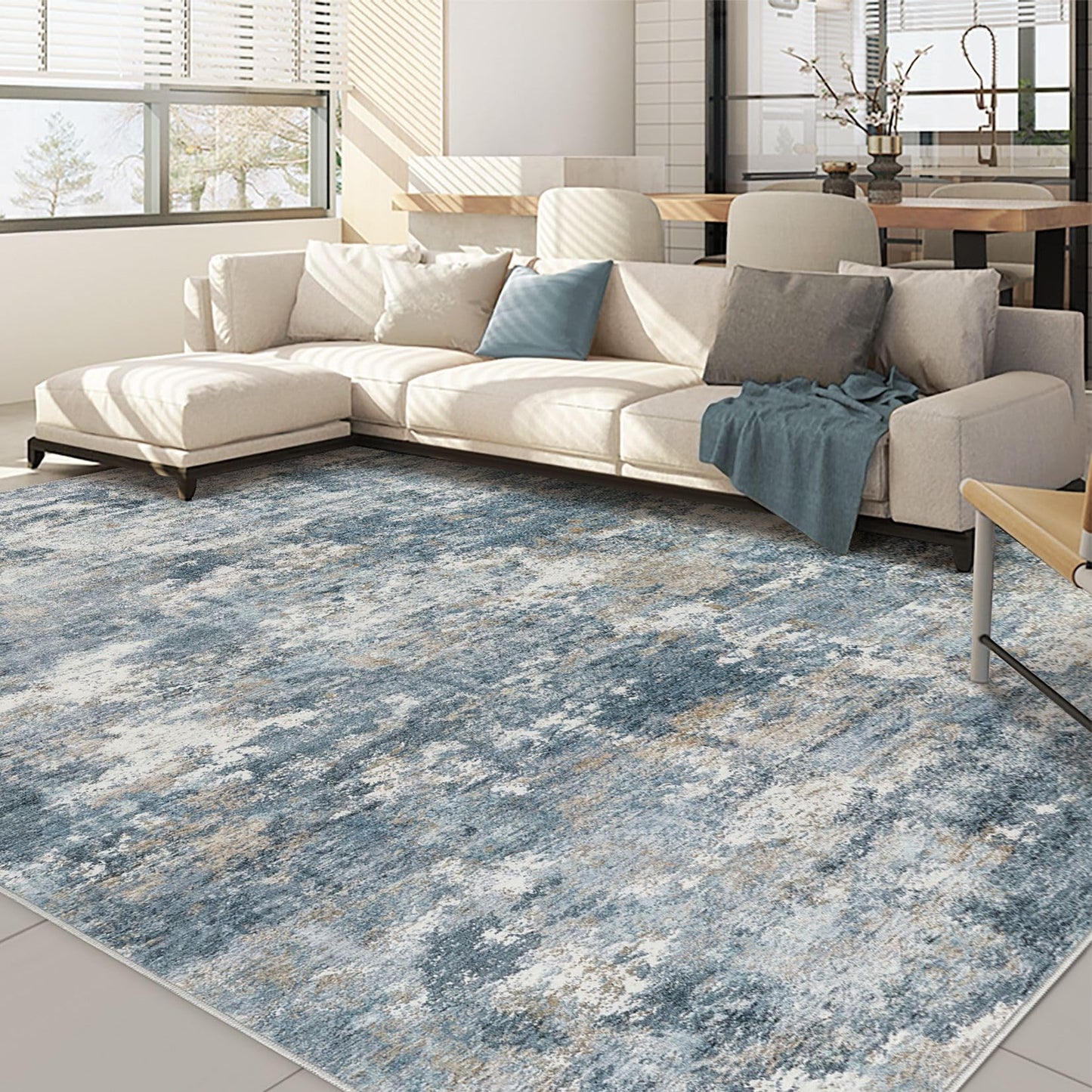 Nakagishi Boho 5x7 Area Rug Living Room Rugs Machine Washable Beige/Brown | Soft, Pet & Kid Friendly, Carpet for Living Room/Bedroom/Office/Kitchen/Nursery, Daily Home Decor Stain Resistant Moroccan