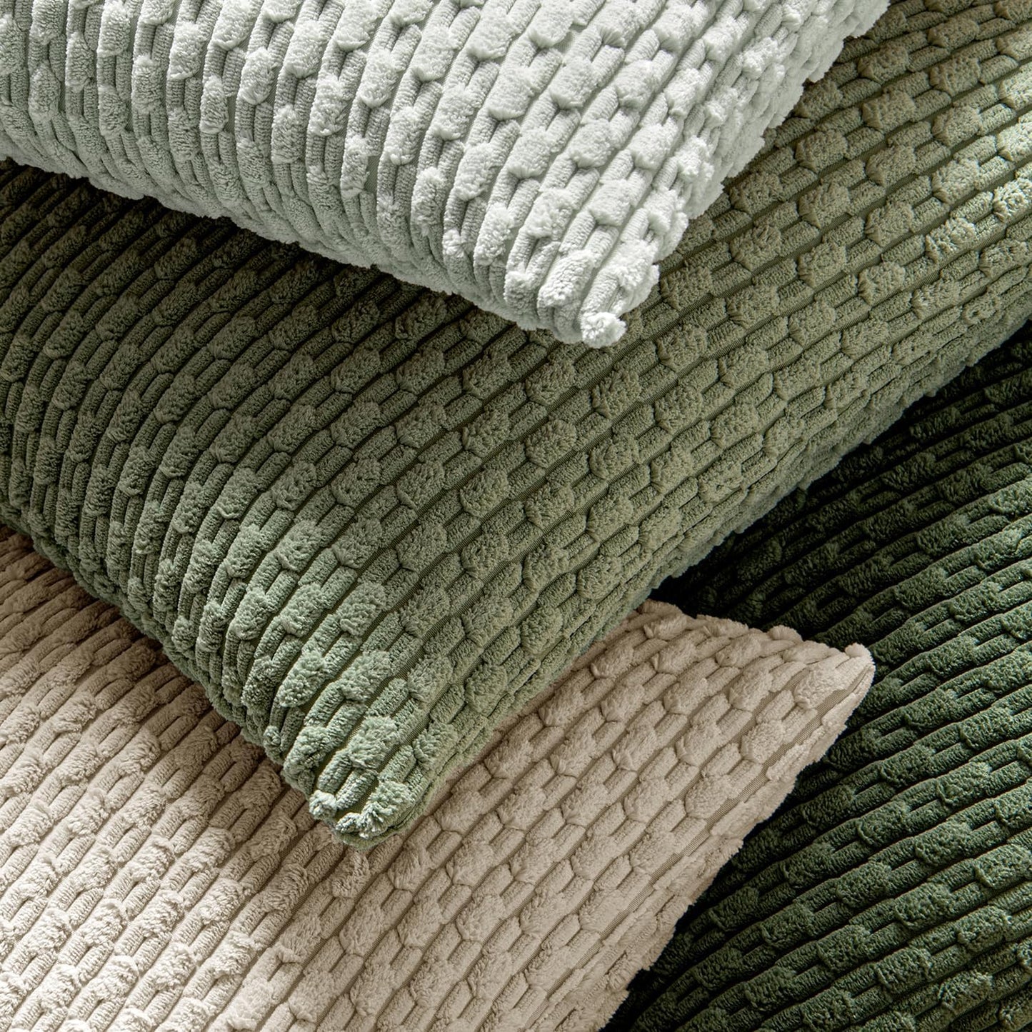 MIULEE Decorative Throw Pillow Covers 18x18 Sage Green Textured Corduroy | Pack of 2 Striped Pillow Covers Modern Farmhouse Home Decor for Couch Bed Sofa Living Room