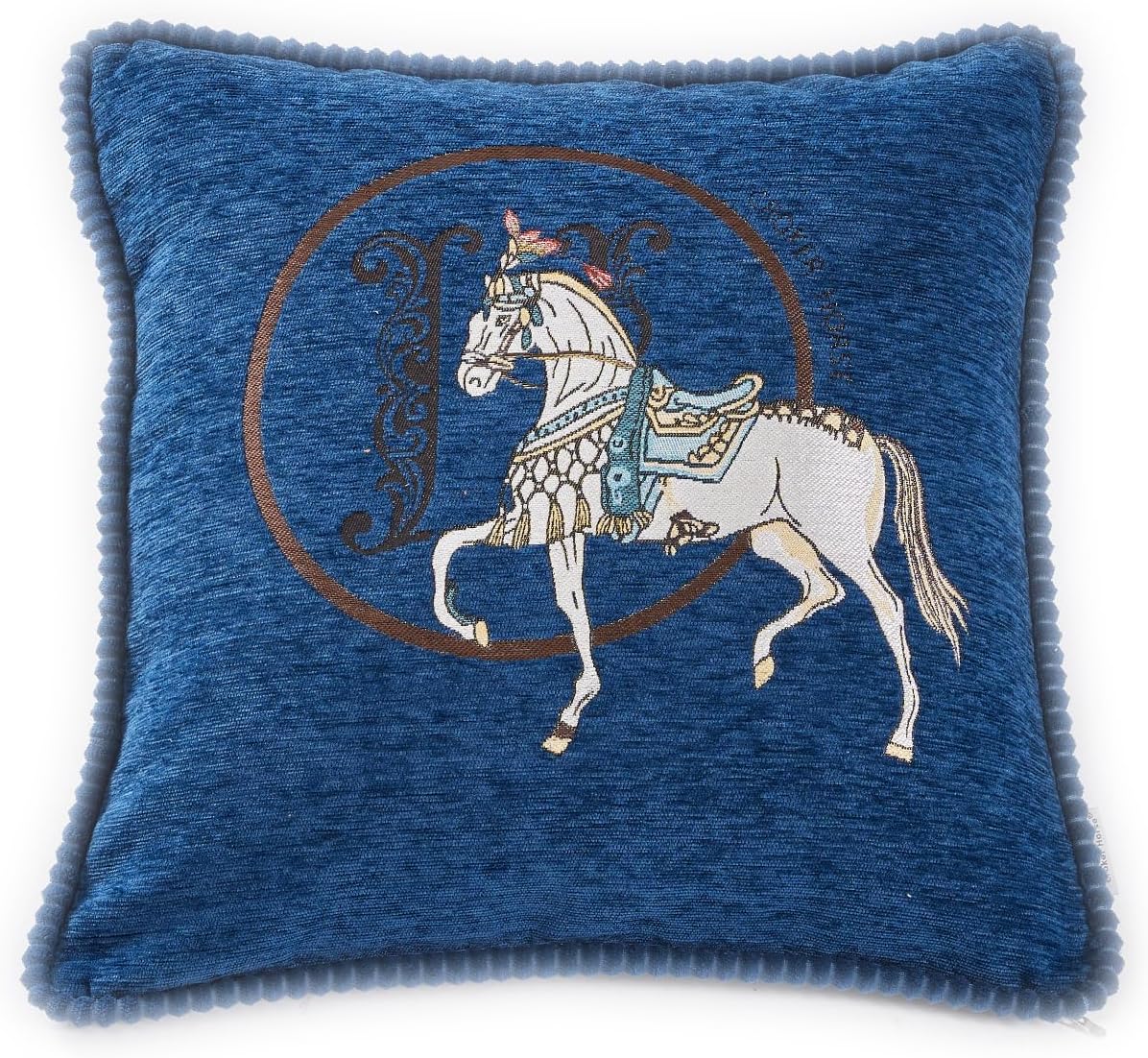 Croker Horse New Version 18x18 inches Throw Pillow Cushion Covers Set 2 Pack - Luxury Horse Jacquard Embroidery with Lace Trim Decorative Cover for Couch, Sofa, Living Room Bedroom (Red)