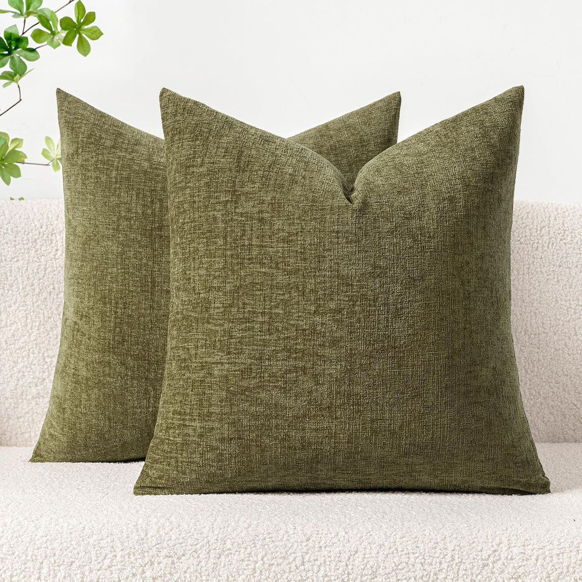 MIULEE Soft Chenille Fall Throw Pillow Covers Burnt Orange 18x18 Pack of 2 | Modern Fall Home Decor, Classic Decorative Pillows, Solid Dyed Cases, Boho Couch Cushion Covers for Sofa Bed Living Room