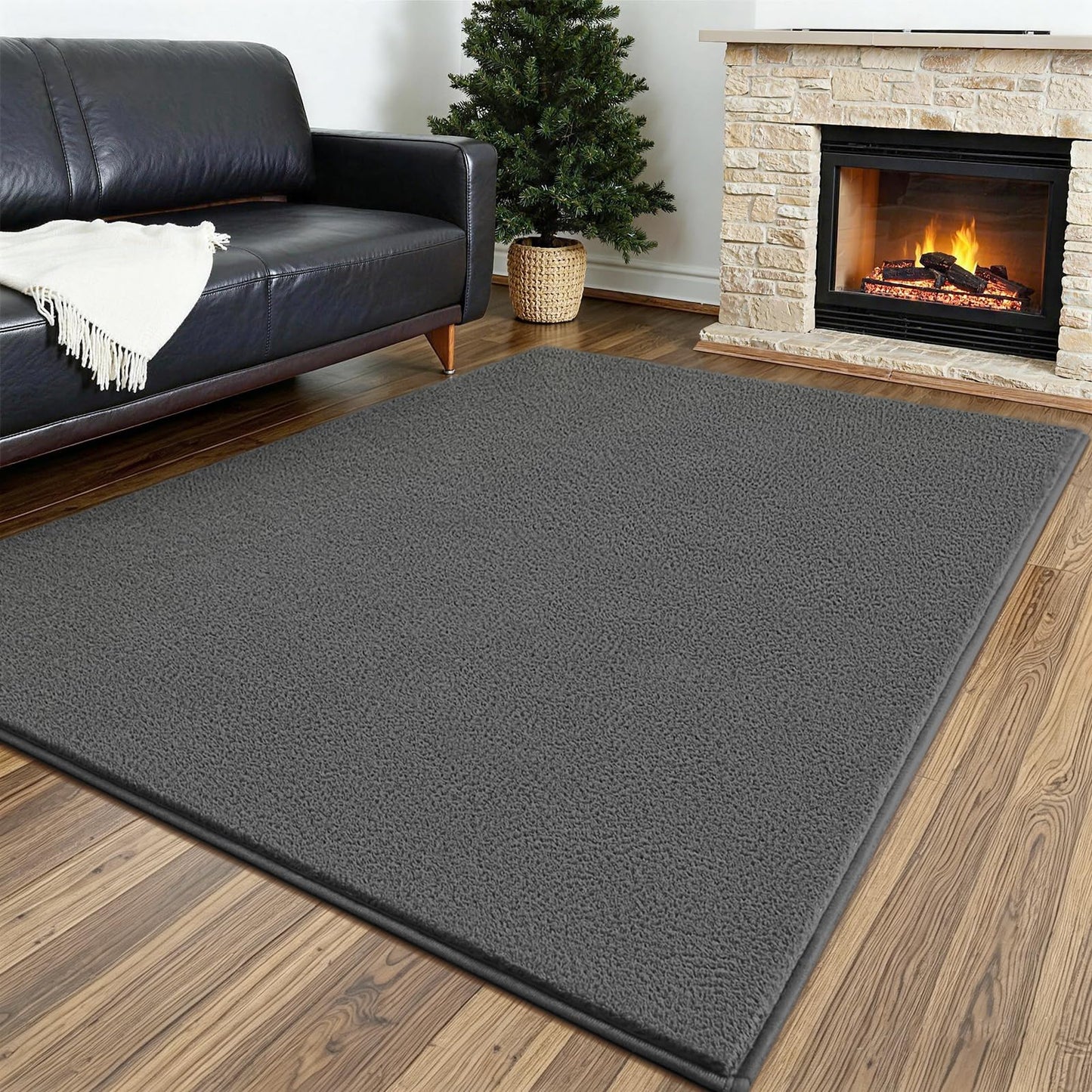 Vasofe Black Area Rugs for Living Room Bedroom, 4x6 Modern Memory Foam Rug | Thickened Throw Carpet, Super Soft Kids Boys Girls Rug, Non Slip Washable Carpets for Dorm Nursery Classroom Office Decor