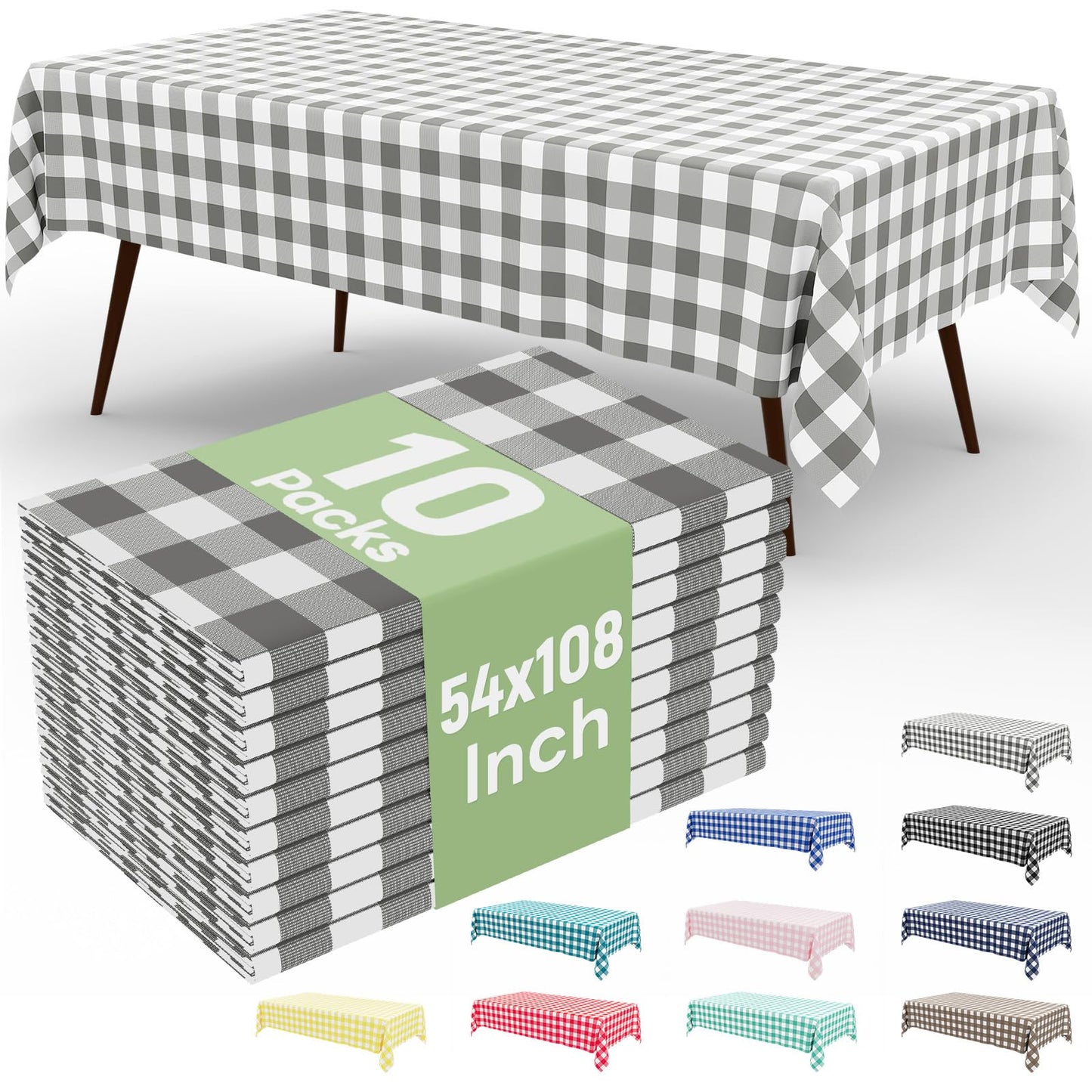 4 Packs Buffalo Disposable Table Cloth, 54 x 108 Inch Waterproof Plastic Tablecloth, Rectangle Red and White Checkered Table Covers for Picnic, Birthday, Party, Back to School
