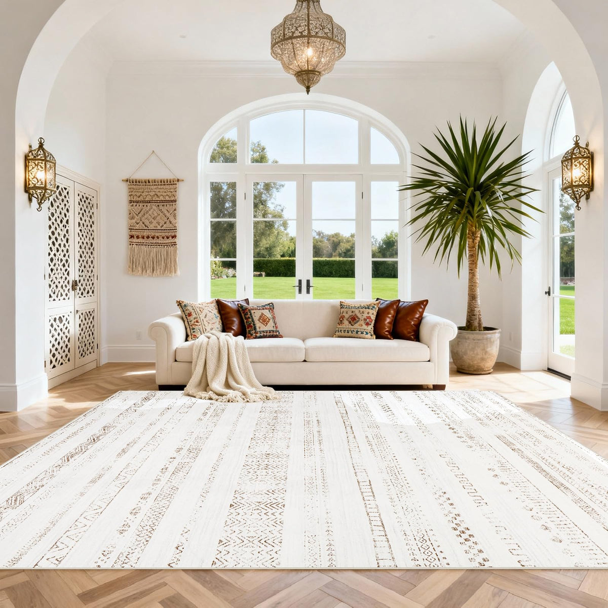 Washable Rugs 8x10 Area Rugs for Living Room,Bedroom,Dining Room Carpet | Ultra Soft Faux Wool,Kids & Pet Friendly,Machine Washable,Non-Slip & Non-Shedding,Large Vintage Low Pile Rug for Home Office