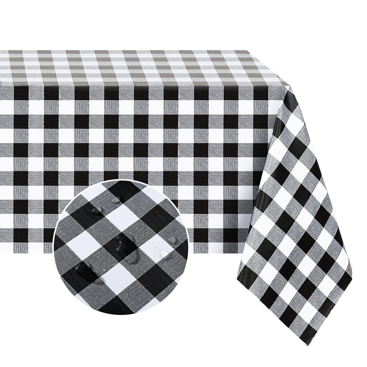 Romanstile Rectangle Vinyl Tablecloth, 100% Waterproof Buffalo Gingham Plastic Table Cloth, Heavy Duty Wipeable Checkered Table Covers for Outdoor, Camping, Picnic, Patio - 54 x 78, Light Blue