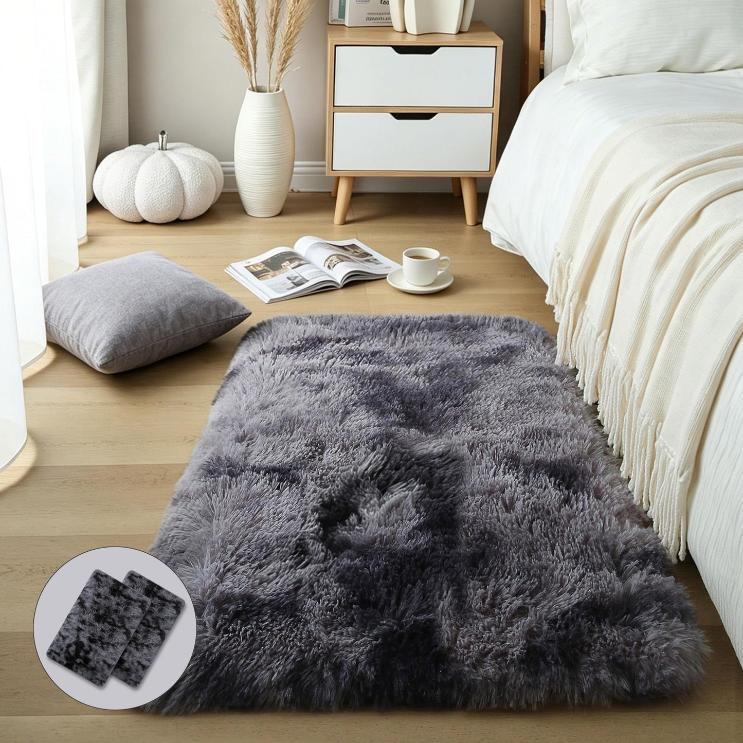 Pink Fluffy 4x6 Area Rugs for Bedroom Girls, Plush Washable Carpet | Area Rug for Kids Room, Nursery, Dorm Room, Non Slip Shaggy Floor Carpet
