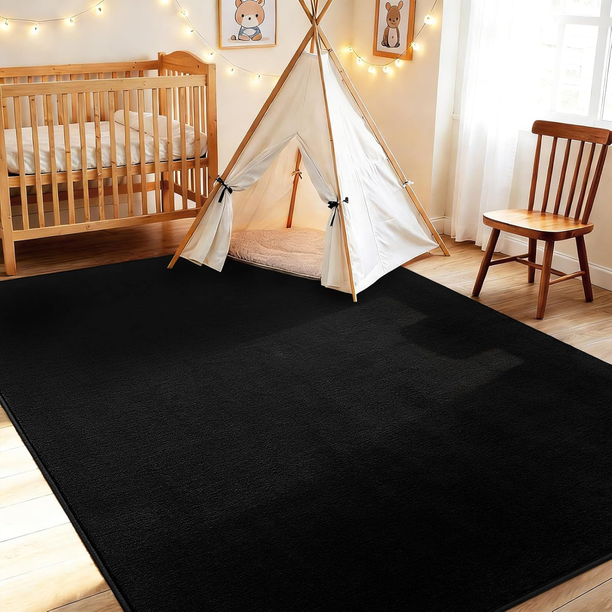 Vasofe Black Area Rugs for Living Room Bedroom, 4x6 Modern Memory Foam Rug | Thickened Throw Carpet, Super Soft Kids Boys Girls Rug, Non Slip Washable Carpets for Dorm Nursery Classroom Office Decor