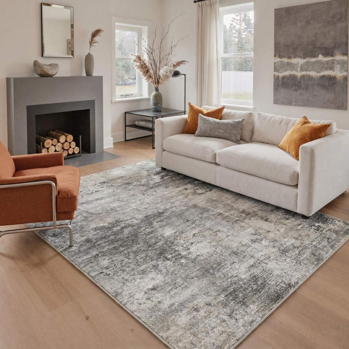 BEIMO 5x7 Green Abstract Area Rug, Washable Non-Slip for Bedroom | Soft Low-Pile Carpet, Lightweight and Easy to Vacuum, Sage Living Rooms, Dining Rooms, Bedrooms, and Home Offices