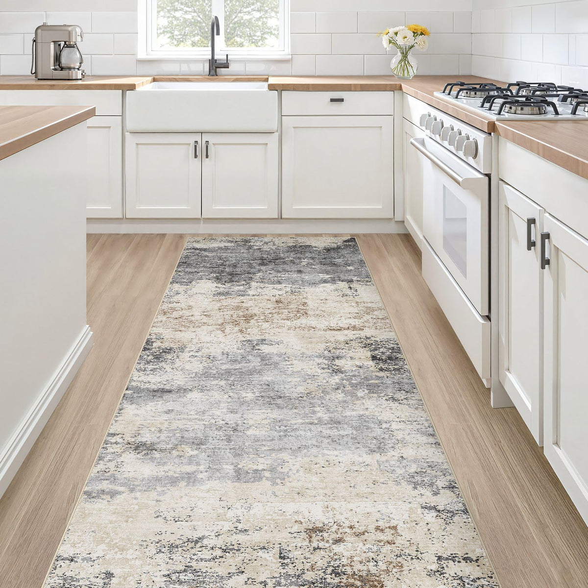 LOONGRUG Area Rug 5x7 Washable Neutral Modern Abstract Living Room Rugs | Soft Stain Resistant Non-Slip Indoor Carpet for Bedroom Nursery Playroom Dining Room Office Dorm Home