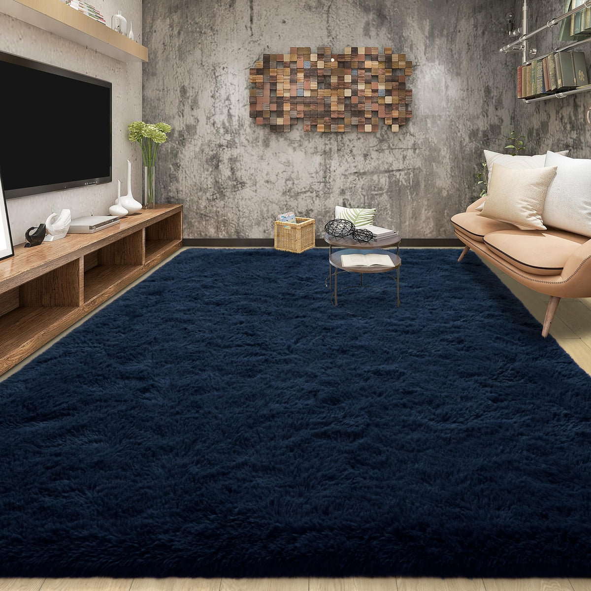 Area Rugs 9x12 for Living Room, Super Soft Fluffy Rugs for Bedroom | Modern Shaggy Rug Fuzzy Carpets for Kids, Plush Indoor Nursery Home Decor Rug with Non-Slip Bottom, Black