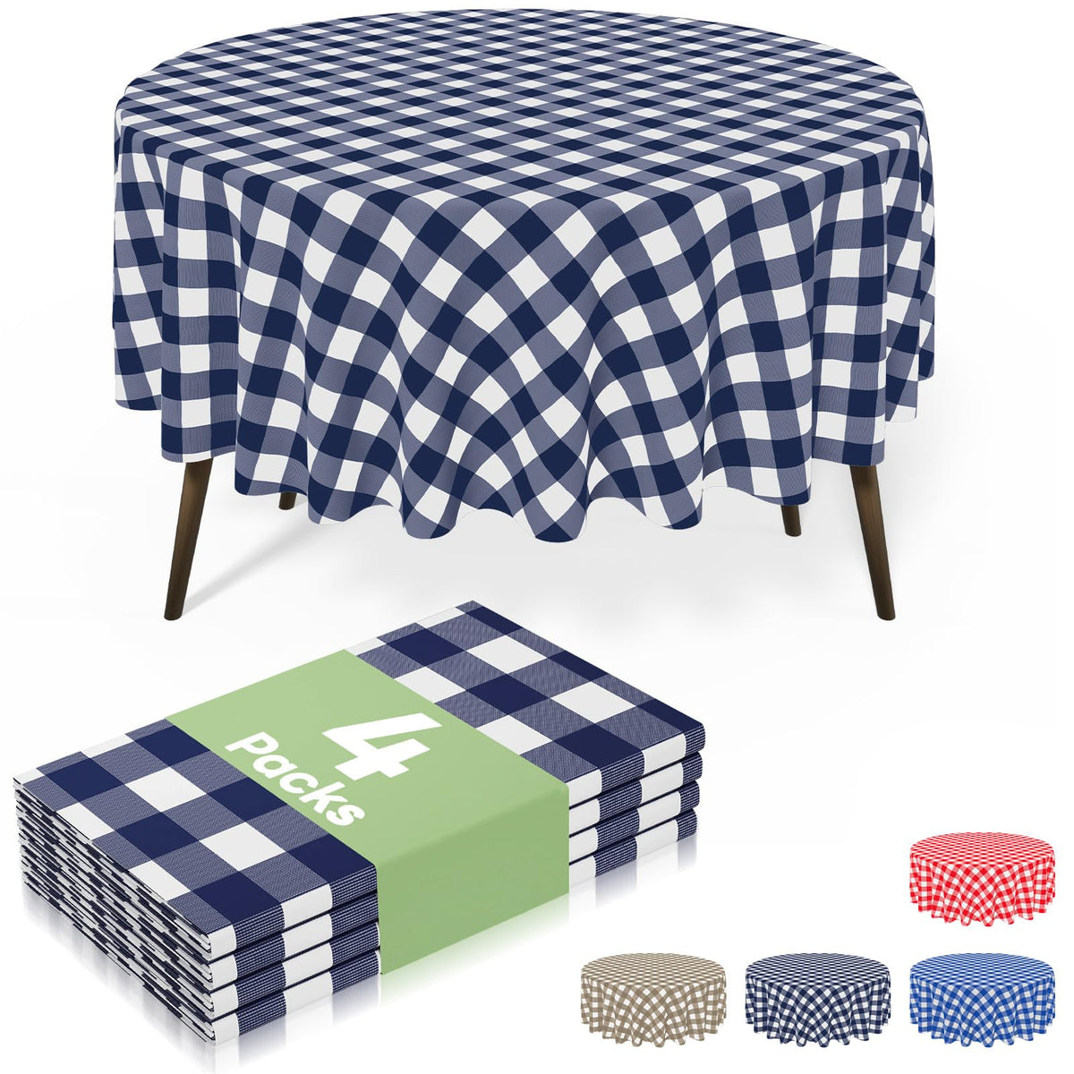 4 Packs Buffalo Disposable Table Cloth, 54 x 108 Inch Waterproof Plastic Tablecloth, Rectangle Red and White Checkered Table Covers for Picnic, Birthday, Party, Back to School