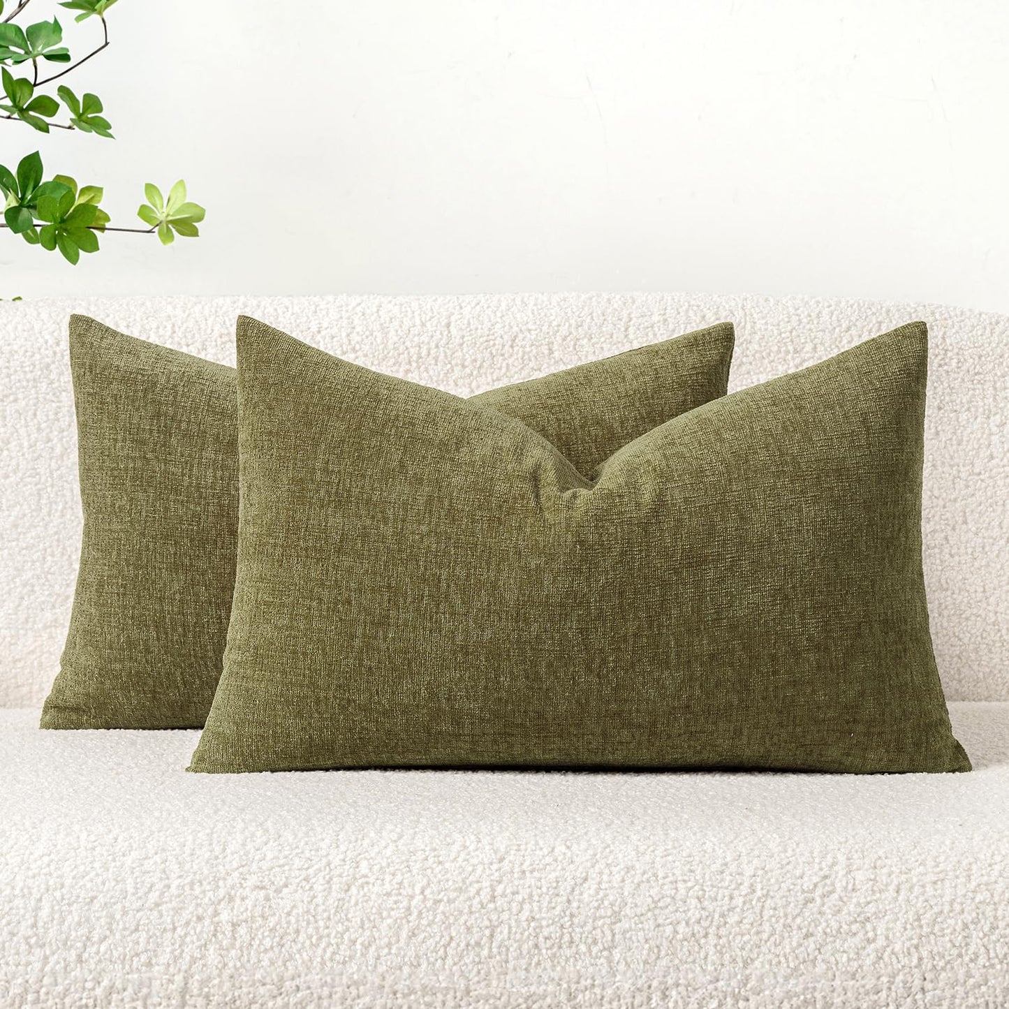 MIULEE Soft Chenille Fall Throw Pillow Covers Burnt Orange 18x18 Pack of 2 | Modern Fall Home Decor, Classic Decorative Pillows, Solid Dyed Cases, Boho Couch Cushion Covers for Sofa Bed Living Room