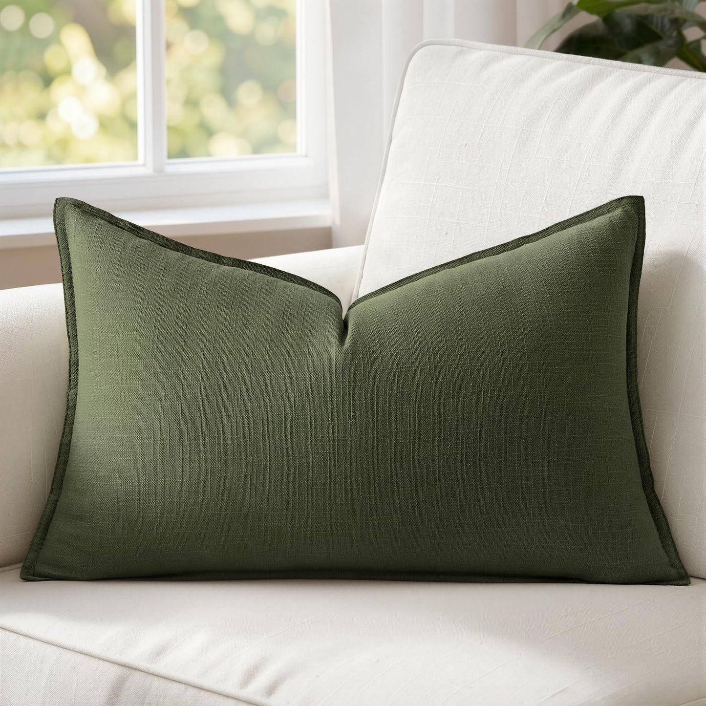 MIULEE Decorative Linen Lumbar Pillow Cover 14x36 Inch Natural Beige | Boho Farmhouse Neutral Couch Long Throw Pillow for Bed, Pack of 1 Accent Modern Pillowcase, Sofa Livingroom Home Decor