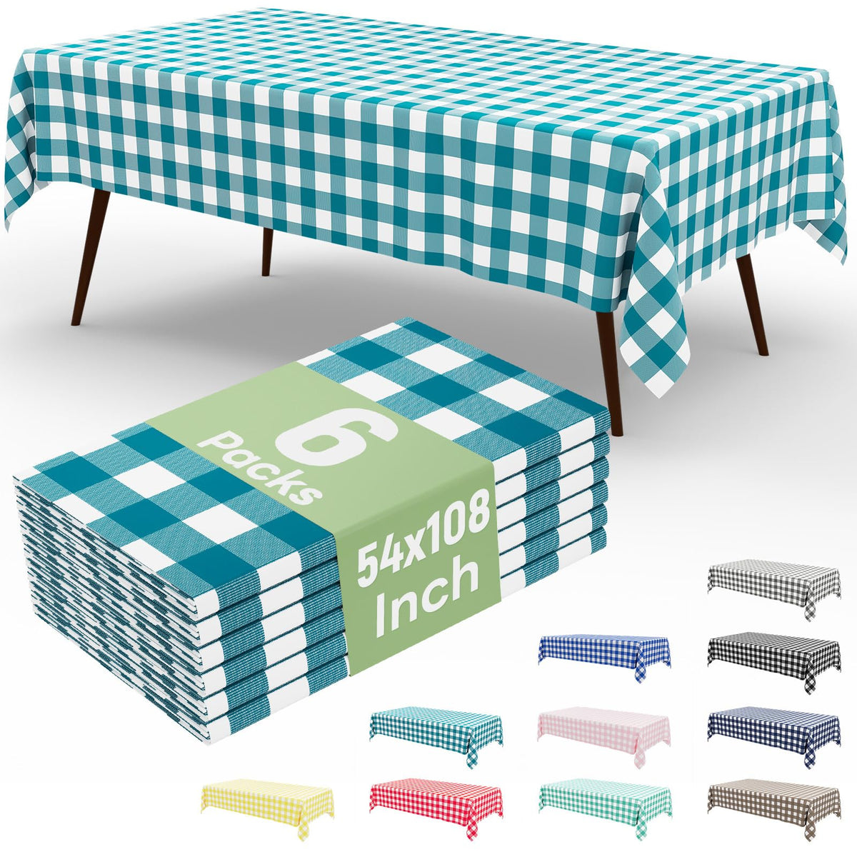4 Packs Buffalo Disposable Table Cloth, 54 x 108 Inch Waterproof Plastic Tablecloth, Rectangle Red and White Checkered Table Covers for Picnic, Birthday, Party, Back to School
