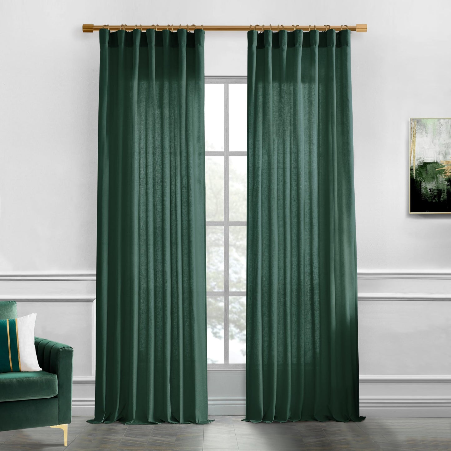 Linen Cotton Curtains for Living Room, Cream Off White Natural Fabric Light Filtering Semi Sheer Curtains 84 Inches Long, Ivory Pleated Farmhouse Curtain Drapes 84 Inch Length 2 Panels Set Dining Room