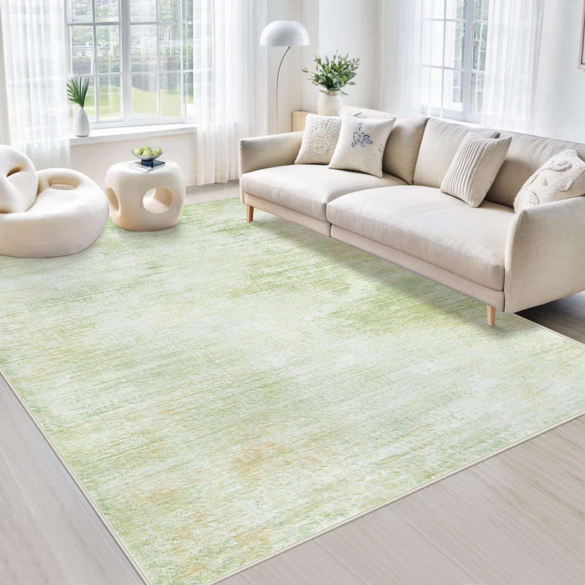 Area Rugs 6x9 Living Room: Washable Rug Modern Abstract Large Rug Soft Non Slip Neutral Rugs Stain Resistant Indoor Carpet for Bedroom Kitchen Dining Room Table Nursery Home Office Rugs(Beige,6'x9')