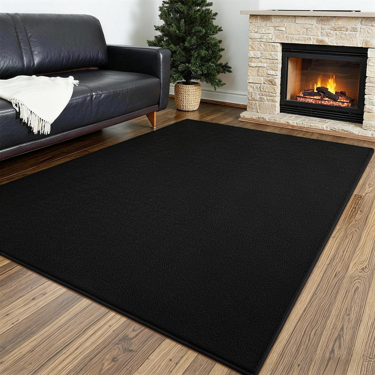 Vasofe Black Area Rugs for Living Room Bedroom, 4x6 Modern Memory Foam Rug | Thickened Throw Carpet, Super Soft Kids Boys Girls Rug, Non Slip Washable Carpets for Dorm Nursery Classroom Office Decor