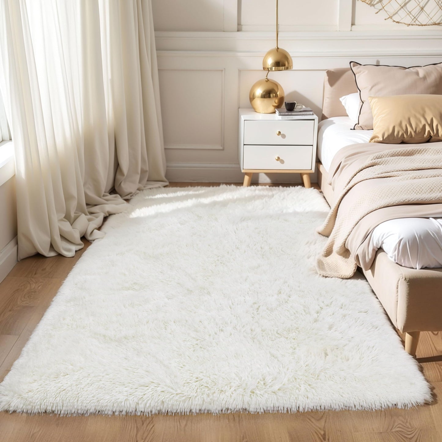 Pink Fluffy 4x6 Area Rugs for Bedroom Girls, Plush Washable Carpet | Area Rug for Kids Room, Nursery, Dorm Room, Non Slip Shaggy Floor Carpet