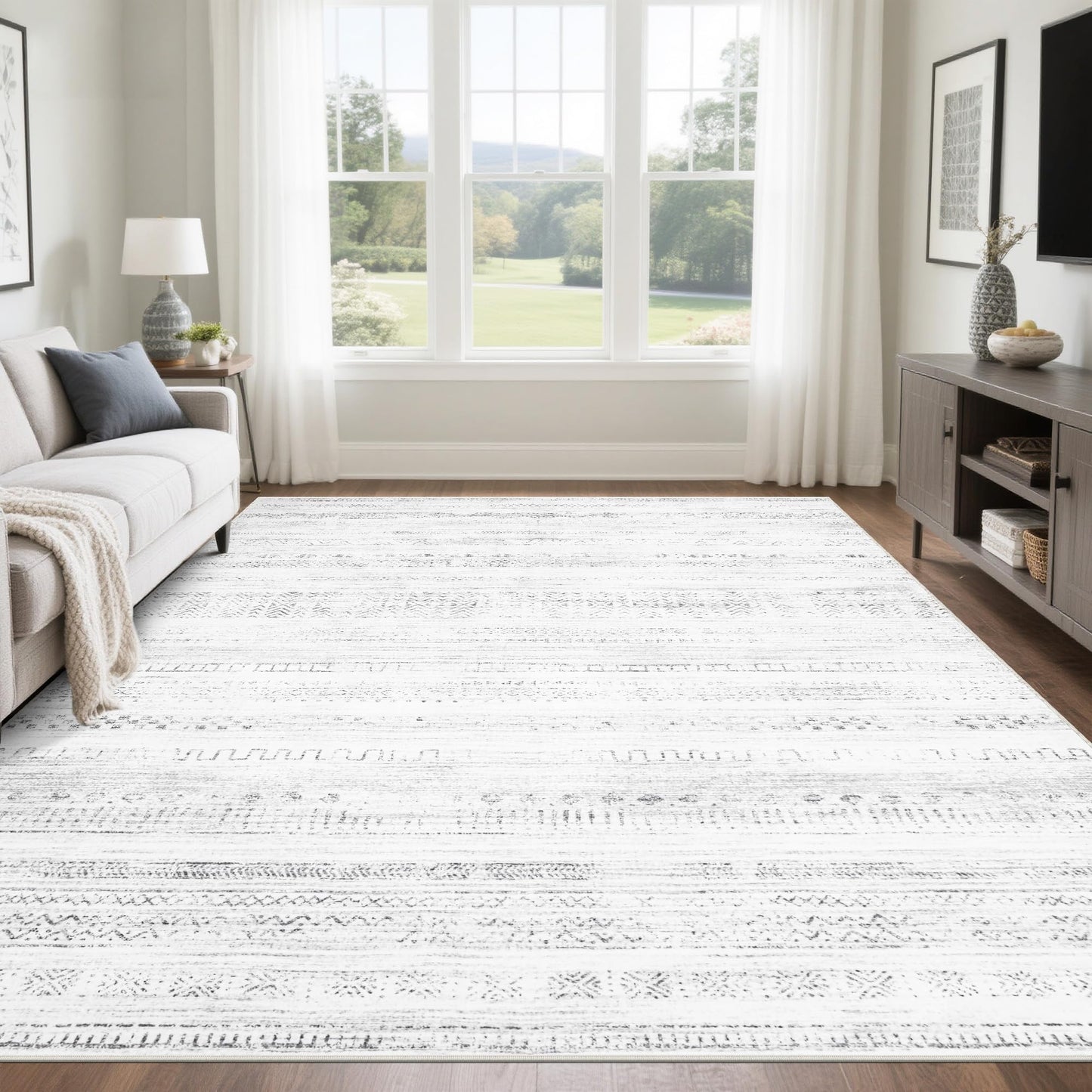 Washable Rugs 8x10 Area Rugs for Living Room,Bedroom,Dining Room Carpet | Ultra Soft Faux Wool,Kids & Pet Friendly,Machine Washable,Non-Slip & Non-Shedding,Large Vintage Low Pile Rug for Home Office