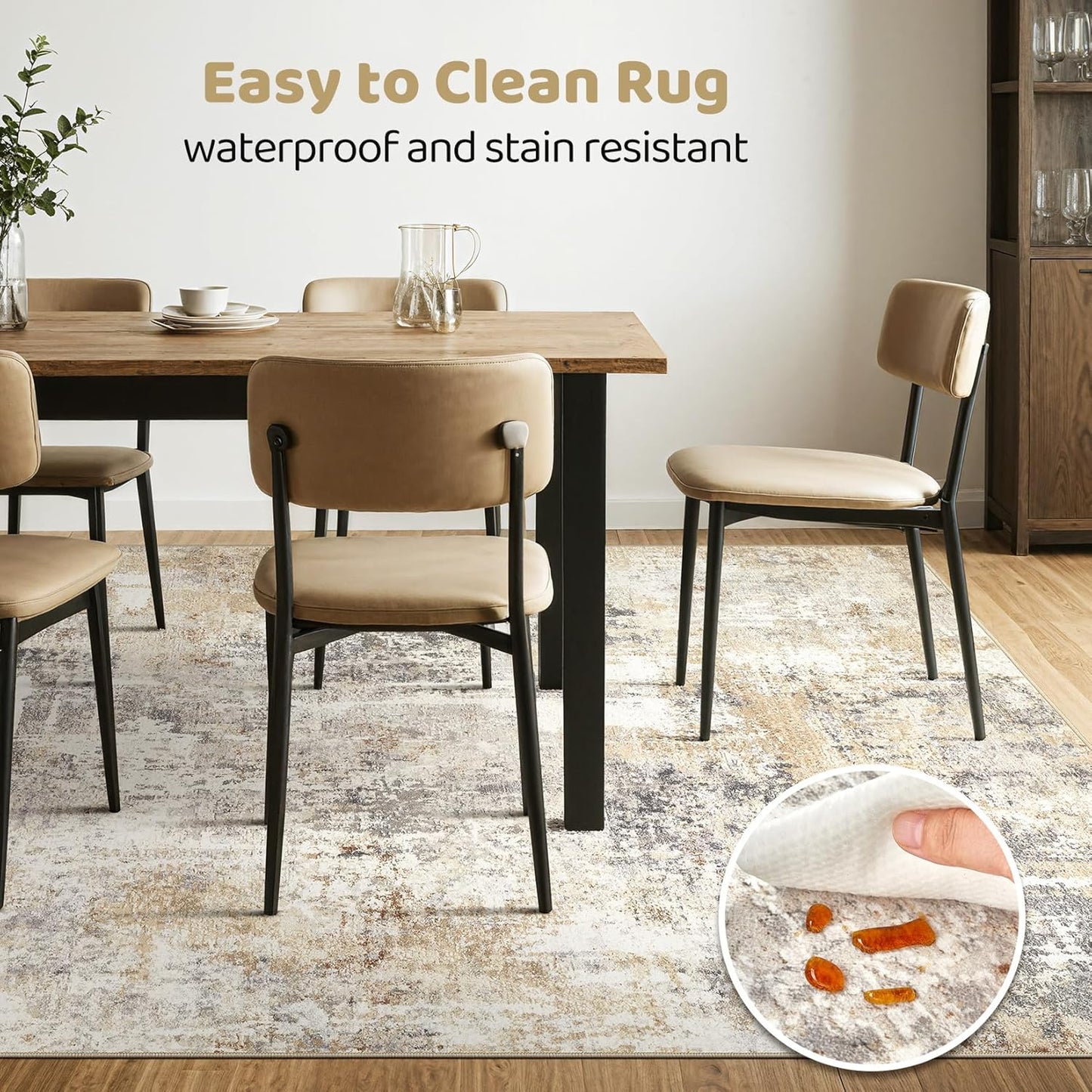 LOONGRUG Area Rug 5x7 Washable Neutral Modern Abstract Living Room Rugs | Soft Stain Resistant Non-Slip Indoor Carpet for Bedroom Nursery Playroom Dining Room Office Dorm Home
