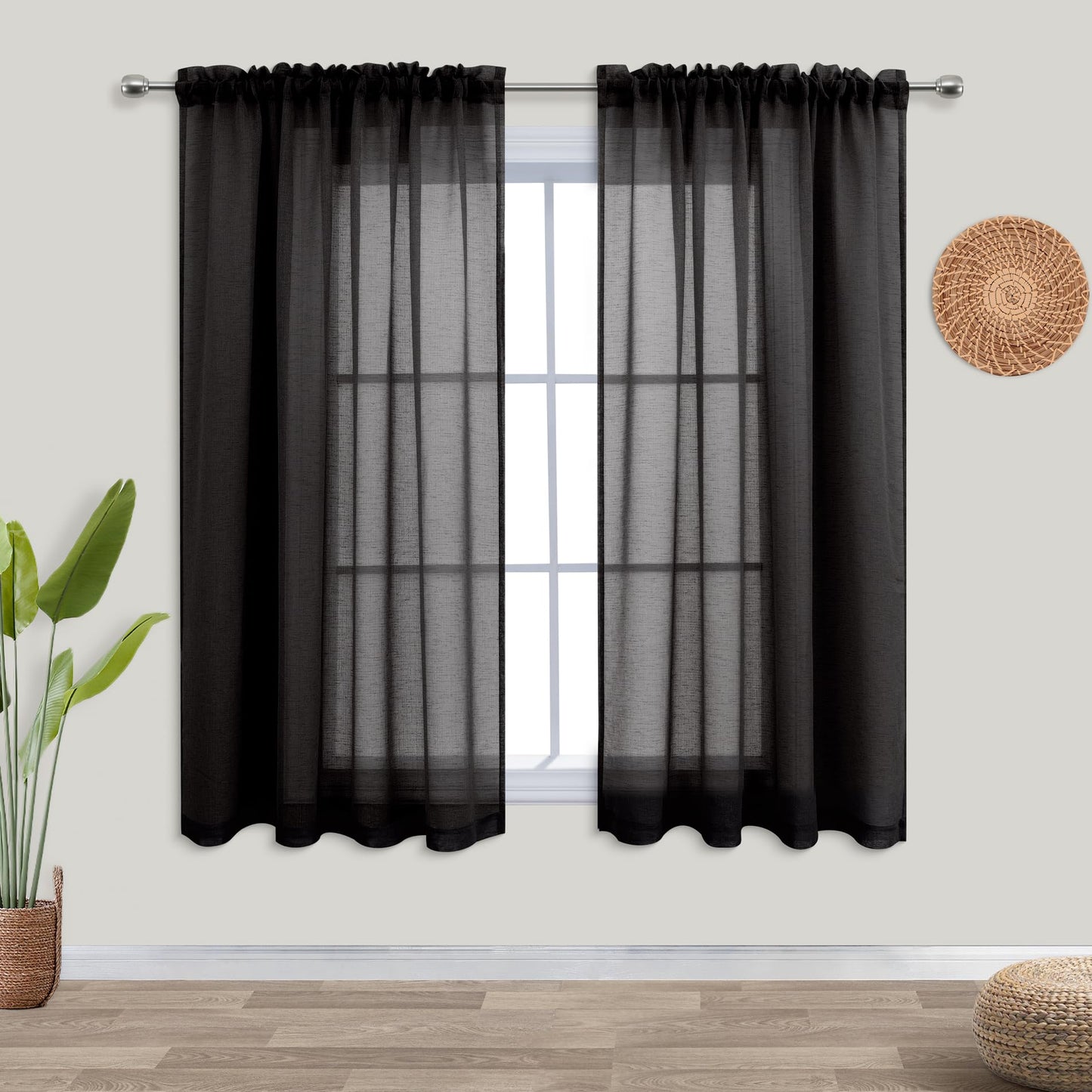 KOUFALL White Sheer Curtains 84 Inches Long 2 Panels,Gauze Cheese Cloth Linen Look Rod Pocket Flowy See Through Curtains for Living Room Bedroom