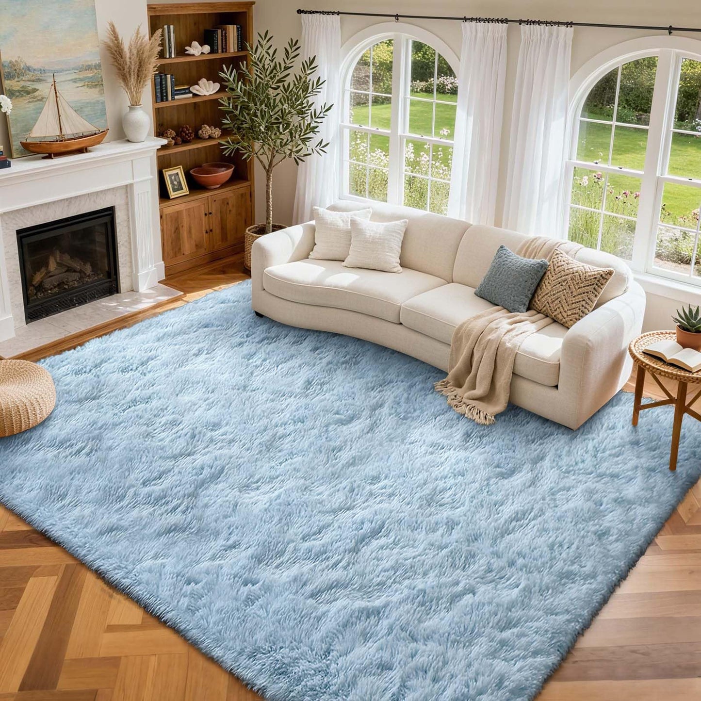 6x9 Ft Large Shag Rugs for Living Room Decor, Tie-Dyed Ultra Soft Fluffy Furry Area Rugs for Bedroom Indoor Floor, Aesthetic Carpet for Kids Home (Dark Grey)