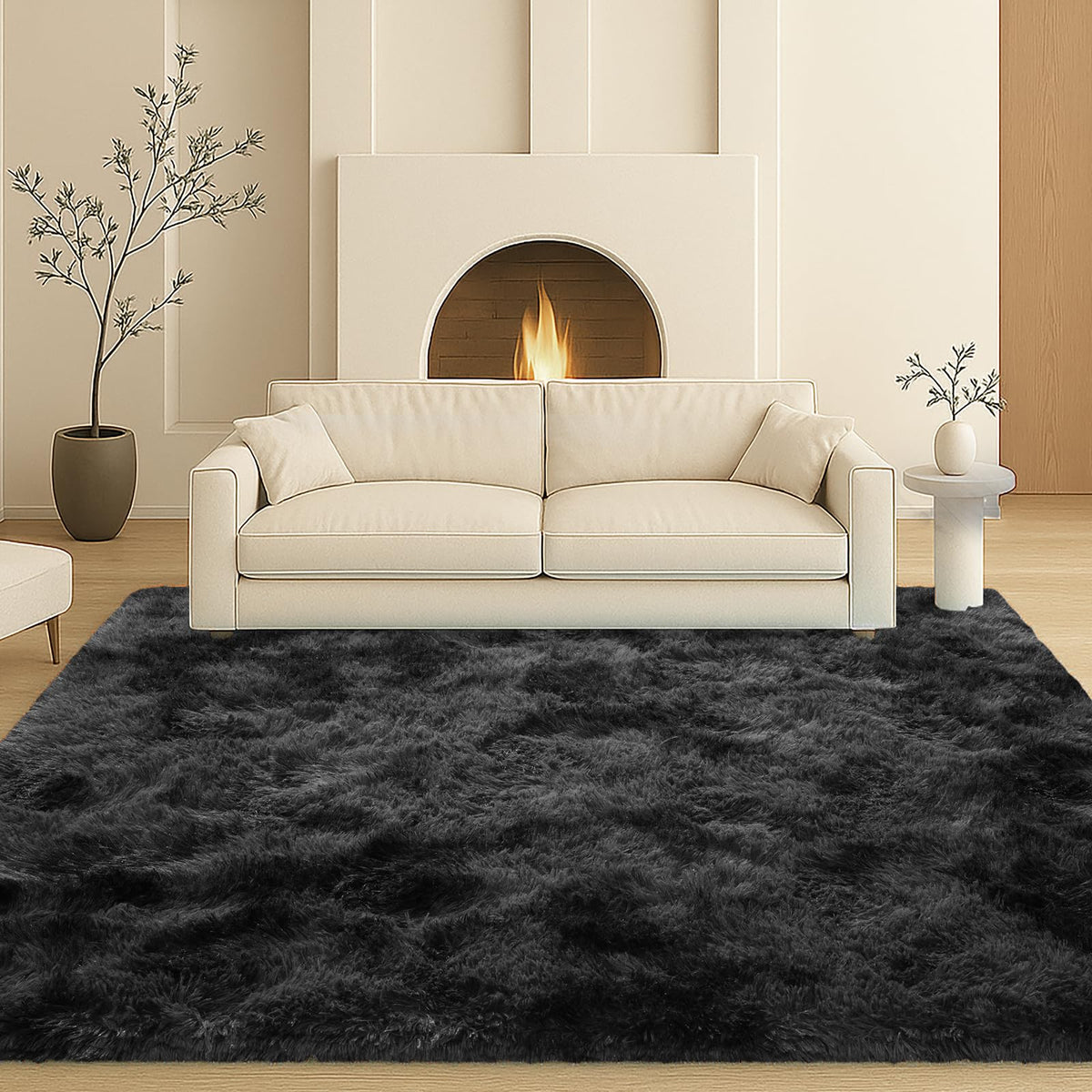 8x10 Cream Fluffy Shag Area Rug, Non-Slip Soft Carpet for Home | Soft Plush Rug With Durable Non-Slip Backing. Ideal for Living Room, Bedroom, Kids Room. Thick, Cozy, Modern Design.