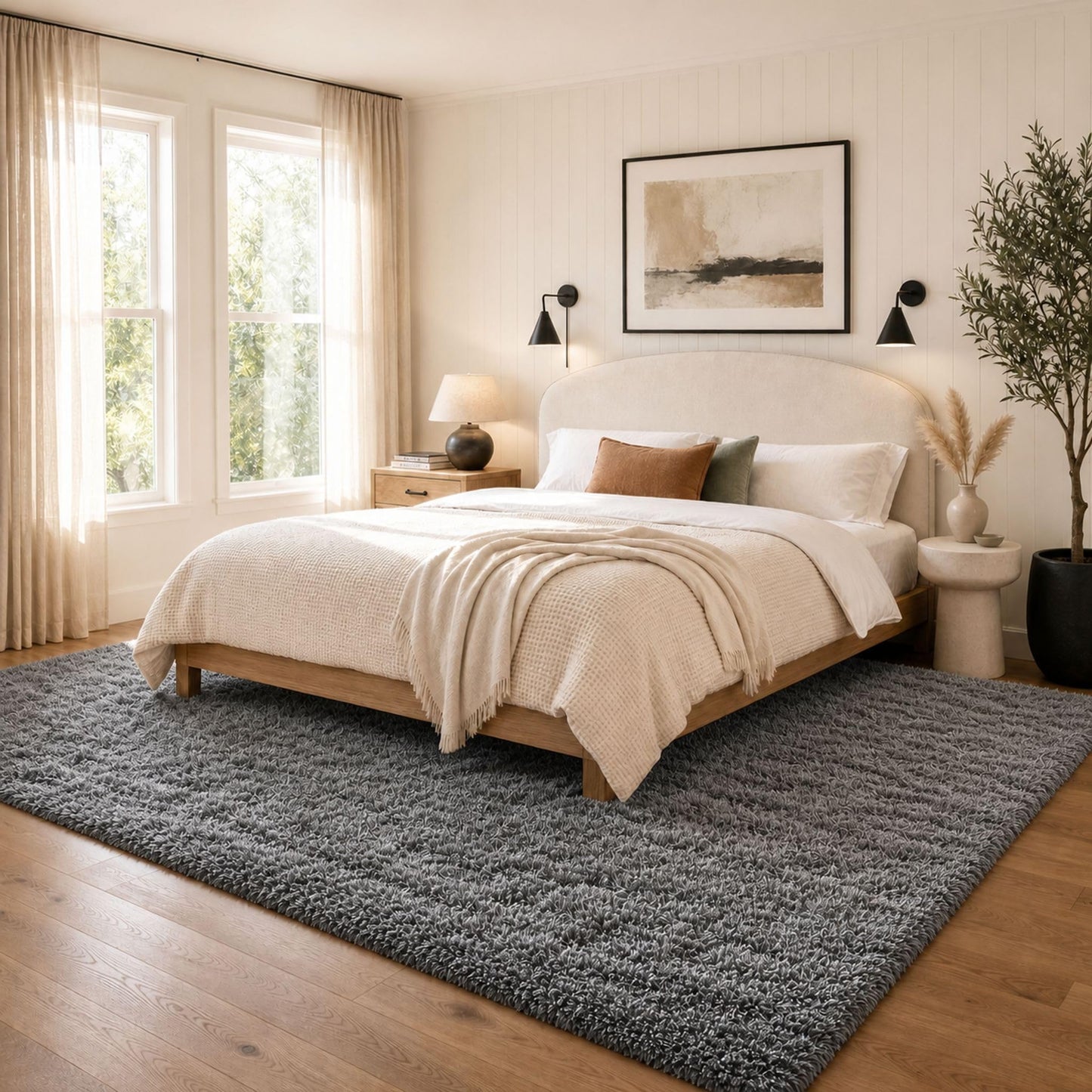 Ophanie Area Rugs for Living Room Bedroom, Washable Non-Slip Fluffy Soft Grey Shag Carpet, Indoor Floor Gray 4x6 Fuzzy Shaggy Living Room Plush Rug for Kids Home Dorm Decor Aesthetic