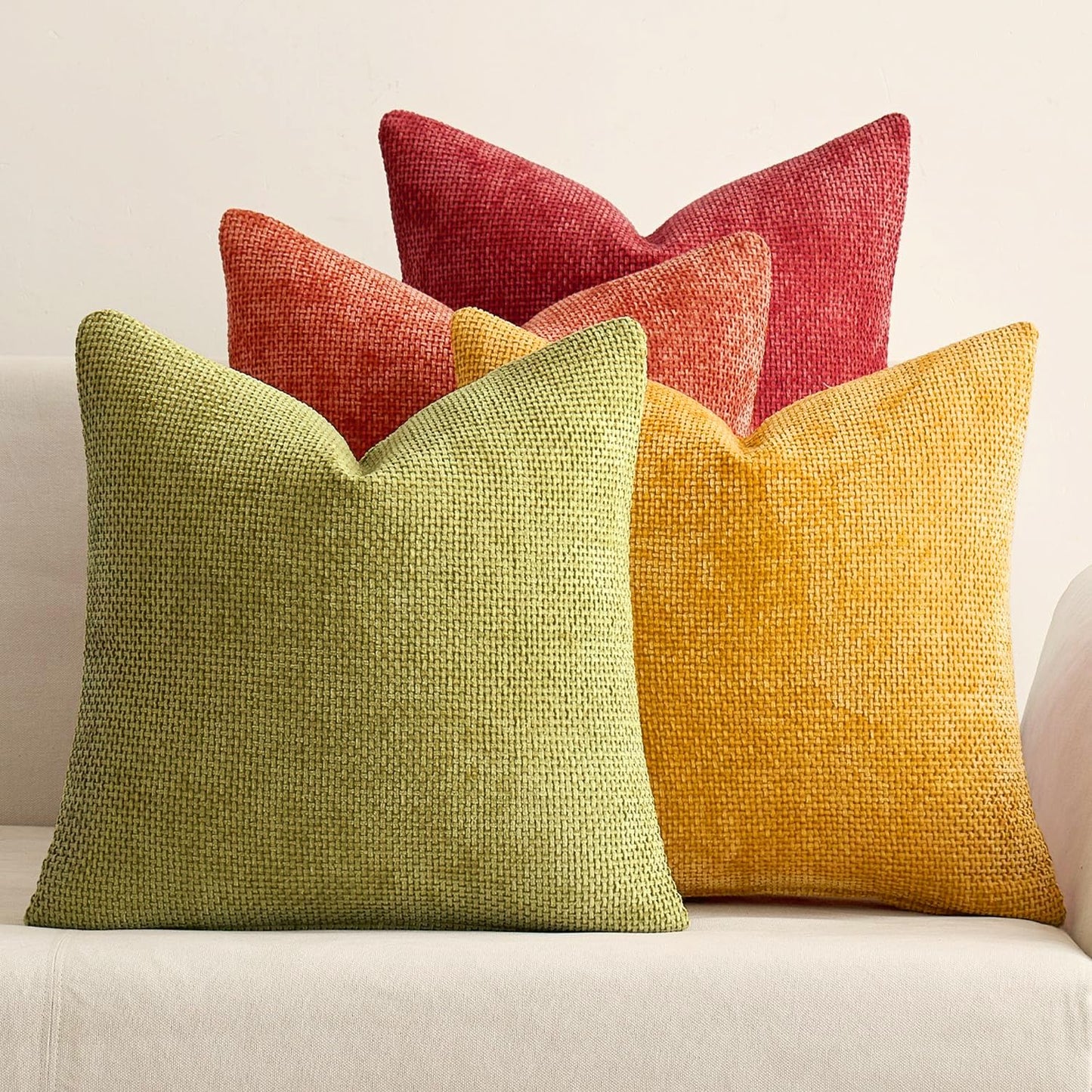 MIULEE Soft Decorative Chenille Pillow Covers Blue Series 18x18 Pack of 4 | Modern Coastal Decor, Blue Gradient Set, Couch Throw Pillows, Farmhouse Boho Cushion Covers for Sofa Bed Living Room