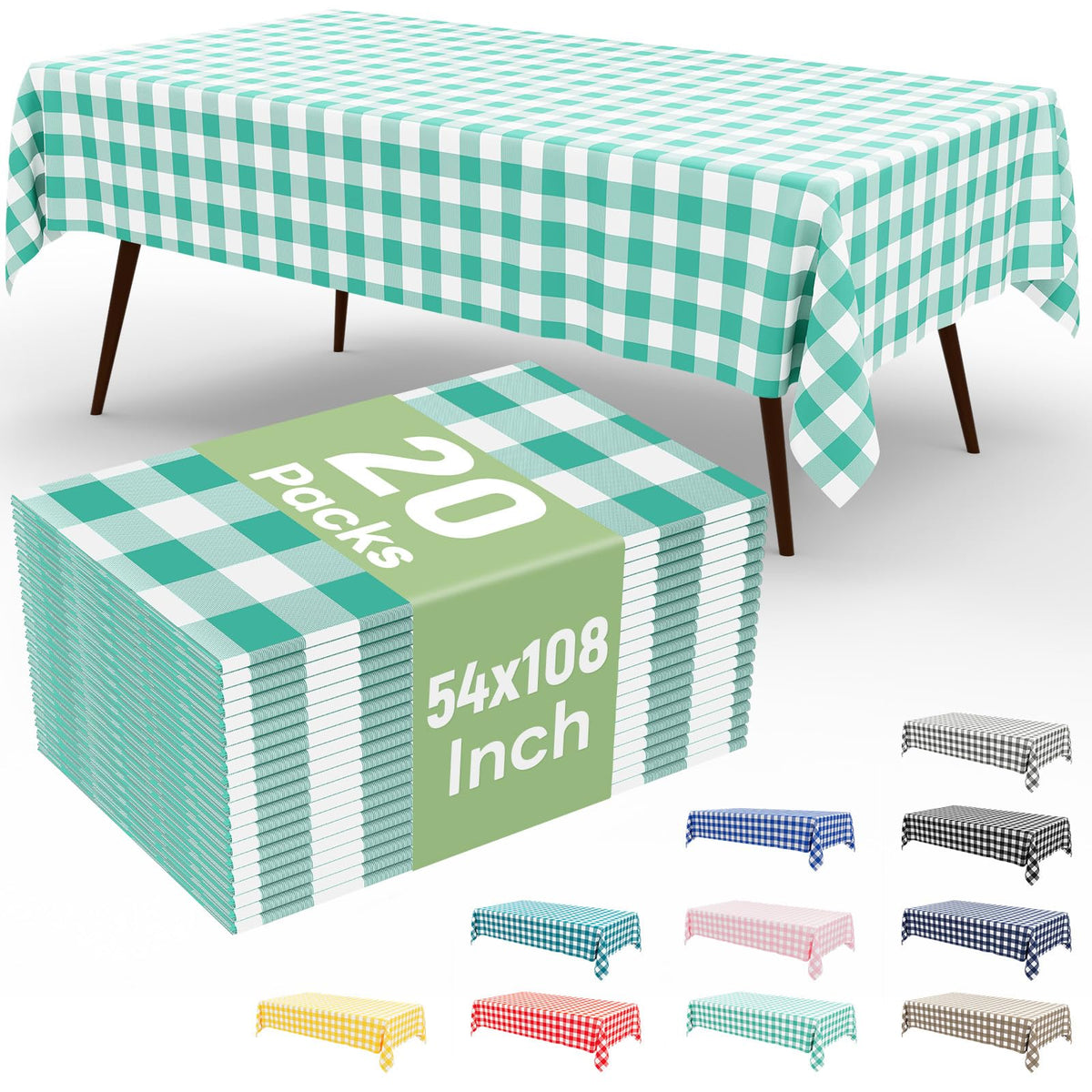 4 Packs Buffalo Disposable Table Cloth, 54 x 108 Inch Waterproof Plastic Tablecloth, Rectangle Red and White Checkered Table Covers for Picnic, Birthday, Party, Back to School