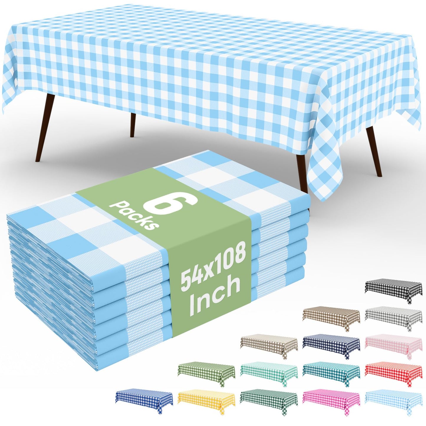 4 Packs Buffalo Disposable Table Cloth, 54 x 108 Inch Waterproof Plastic Tablecloth, Rectangle Red and White Checkered Table Covers for Picnic, Birthday, Party, Back to School