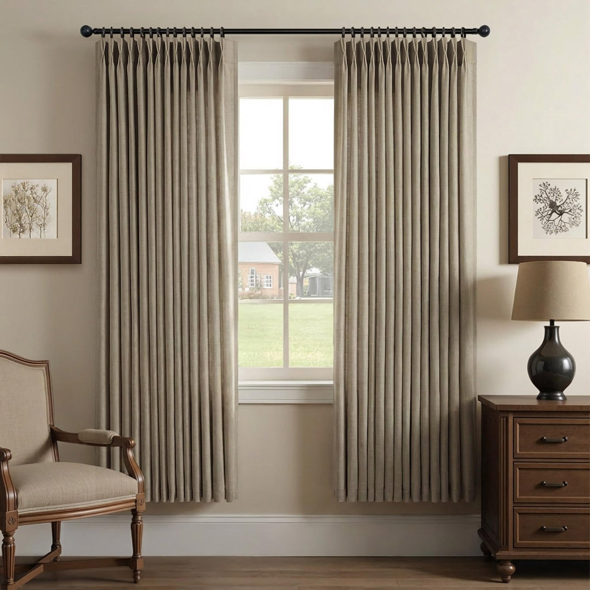 White Linen Pleated Curtains 84 Inches Long for Bedroom Back Tab Light Filtering Sheer Pinch Pleat Drapes Hook Ring Modern Farmhouse Coastal Cotton Textured Gauze Curtain Living Room 84 Length 2 Panel