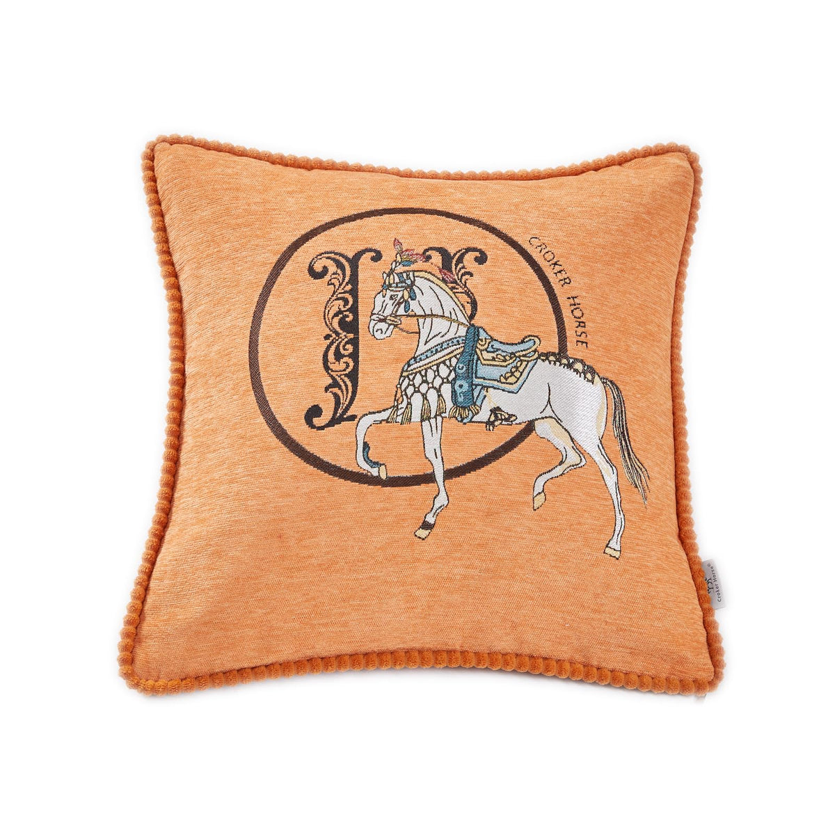 Croker Horse New Version 18x18 inches Throw Pillow Cushion Covers Set 2 Pack - Luxury Horse Jacquard Embroidery with Lace Trim Decorative Cover for Couch, Sofa, Living Room Bedroom (Red)