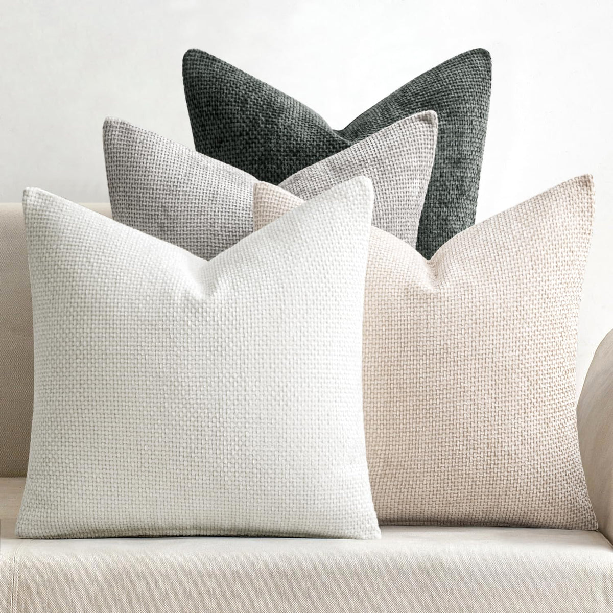 MIULEE Soft Decorative Chenille Pillow Covers Blue Series 18x18 Pack of 4 | Modern Coastal Decor, Blue Gradient Set, Couch Throw Pillows, Farmhouse Boho Cushion Covers for Sofa Bed Living Room