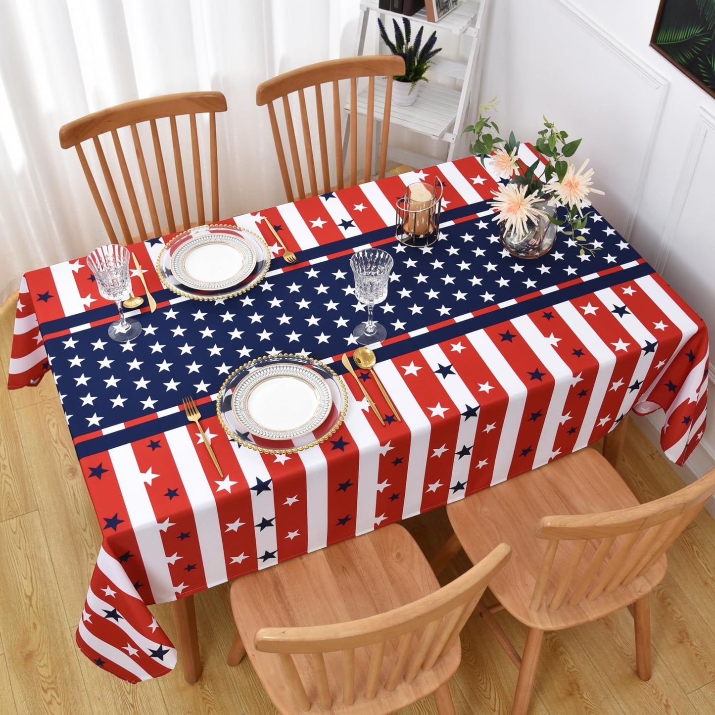 Waterproof Checkered Tablecloth Fabric - Rectangle 58x84 Inch Classic Gingham Buffalo Plaid Table Cloth for Indoor/Outdoor Use - Washable Table Cover for Kitchen, BBQs, and Parties