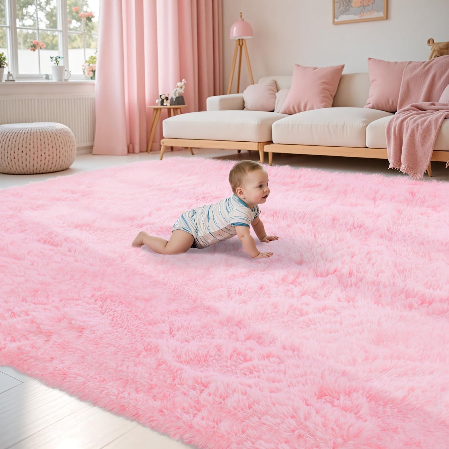 8x10 Area Rug for Living Room,Black Fluffy Shag Non-Slip Bedroom Rugs | Ultra Soft Large Fuzzy Plush Indoor Carpet，Washable Rugs for Bedroom Kids Nursery Office Dorm Modern Decor