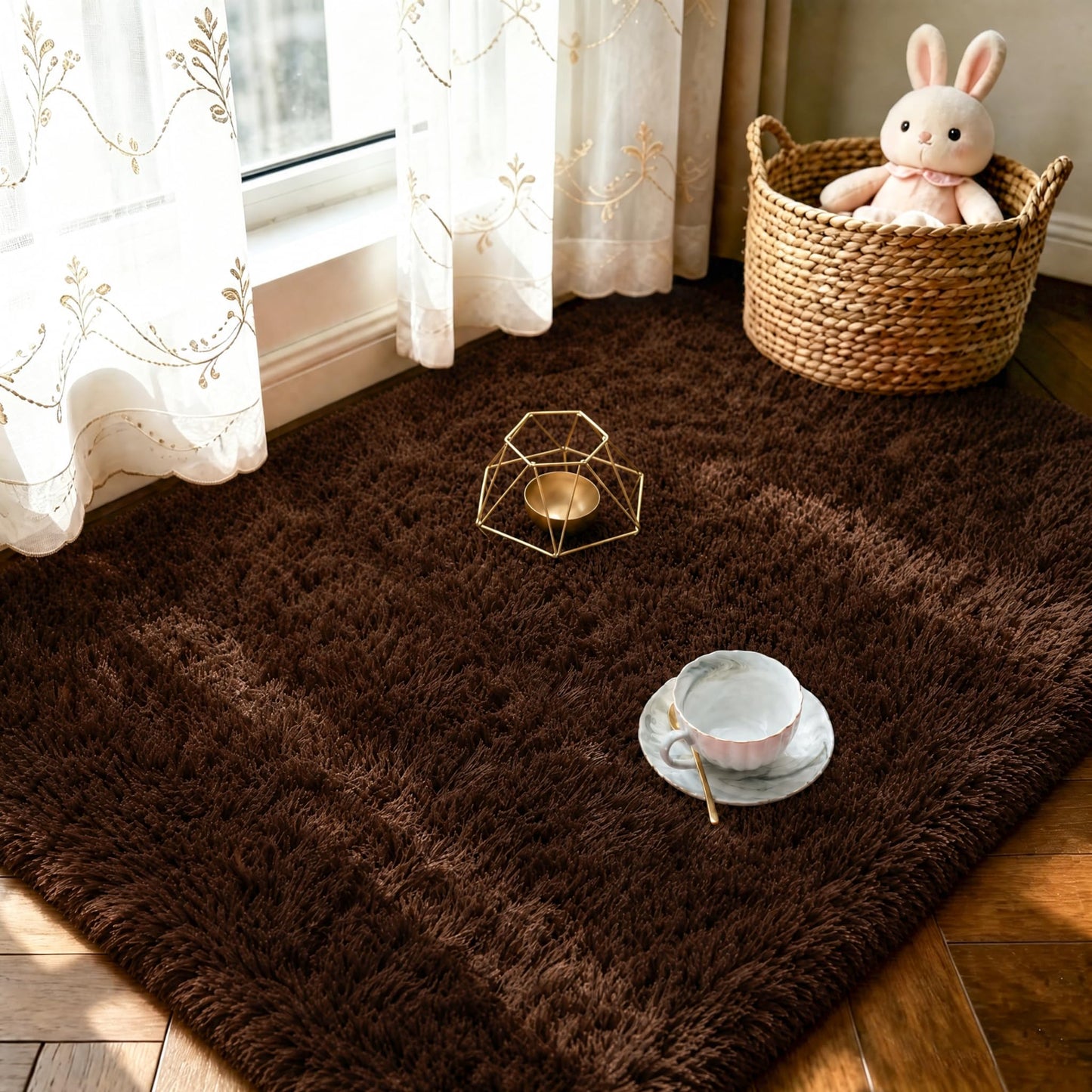 LOCHAS Area Rugs Fluffy Living Room Carpets for Kids Bedroom 6x9, Cream | Ultra Soft Indoor Modern Shaggy Rug for Dorm Nursery Boys Girls Home Decor