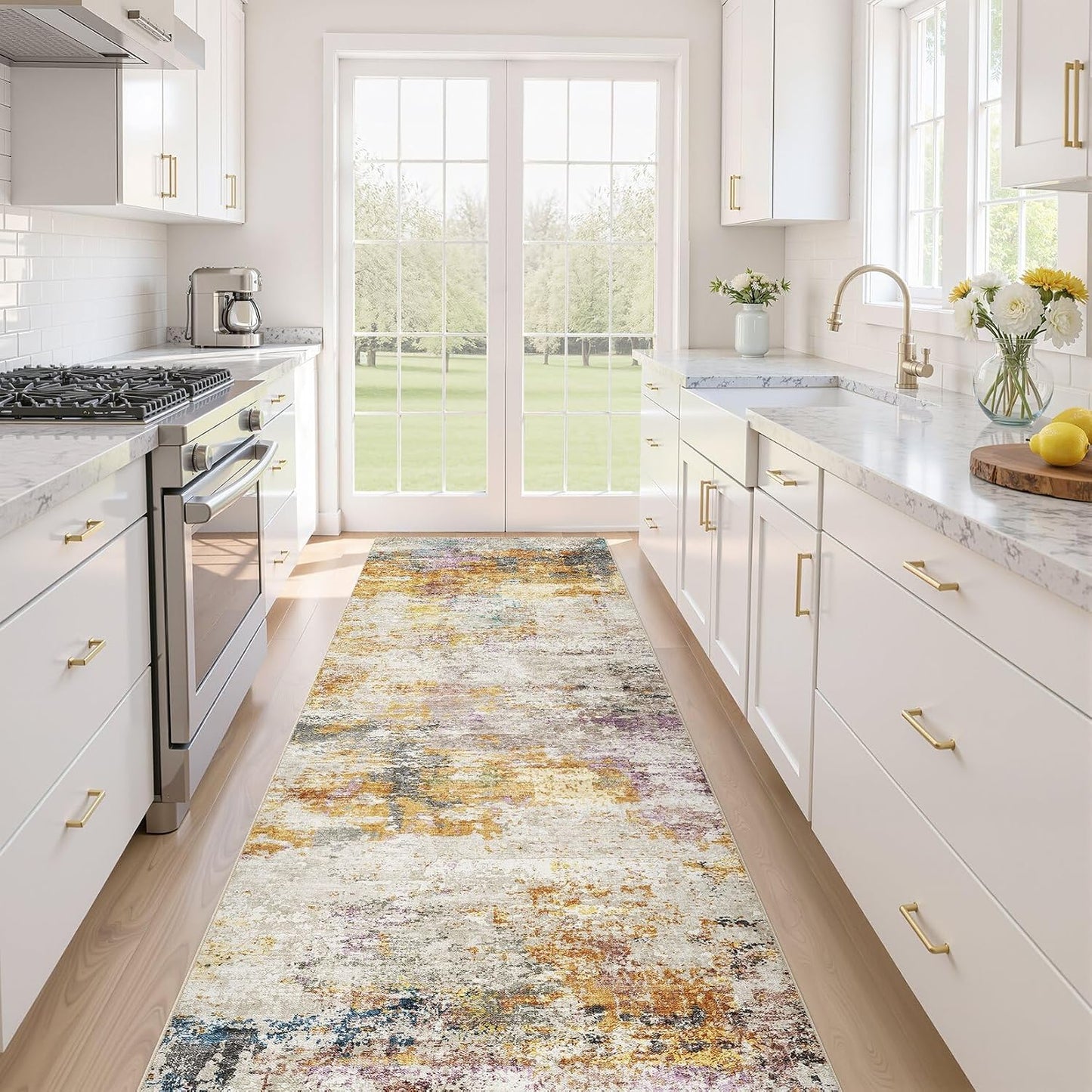 LOONGRUG Area Rug 5x7 Washable Neutral Modern Abstract Living Room Rugs | Soft Stain Resistant Non-Slip Indoor Carpet for Bedroom Nursery Playroom Dining Room Office Dorm Home