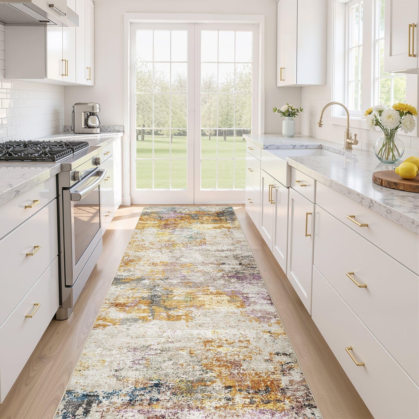 LOONGRUG Area Rug 5x7 Washable Neutral Modern Abstract Living Room Rugs | Soft Stain Resistant Non-Slip Indoor Carpet for Bedroom Nursery Playroom Dining Room Office Dorm Home