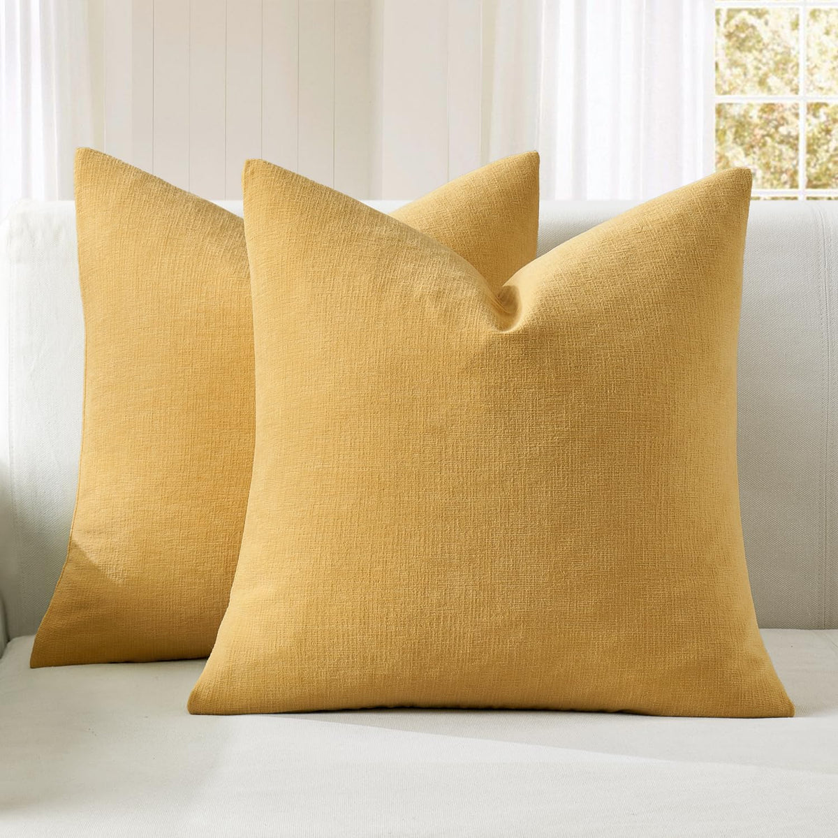 MIULEE Olive Green Chenille Couch Throw Pillow Covers, 18x18 | Set of 2, Soft Modern Farmhouse Style, Decorative Pillowcases for Sofa Living Room Bed, Home Decor