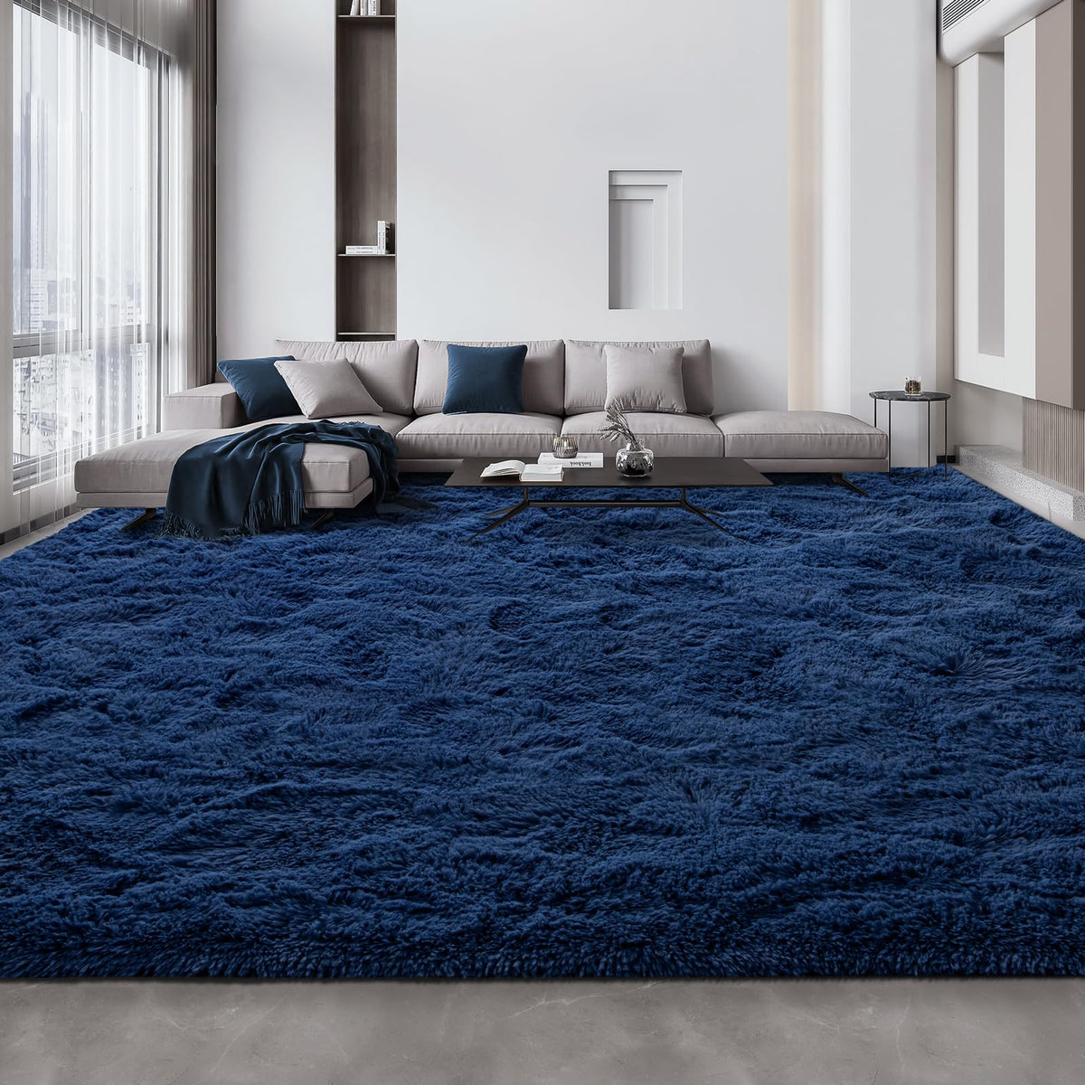 Deerhoo Large Shag Area Rugs 6 x 9, Light Grey | Tie-Dyed, Ultra Soft Plush Fuzzy,Washable, For Living Room, Bedroom, Indoor Carpet Nursery Kids Teen Home Decor
