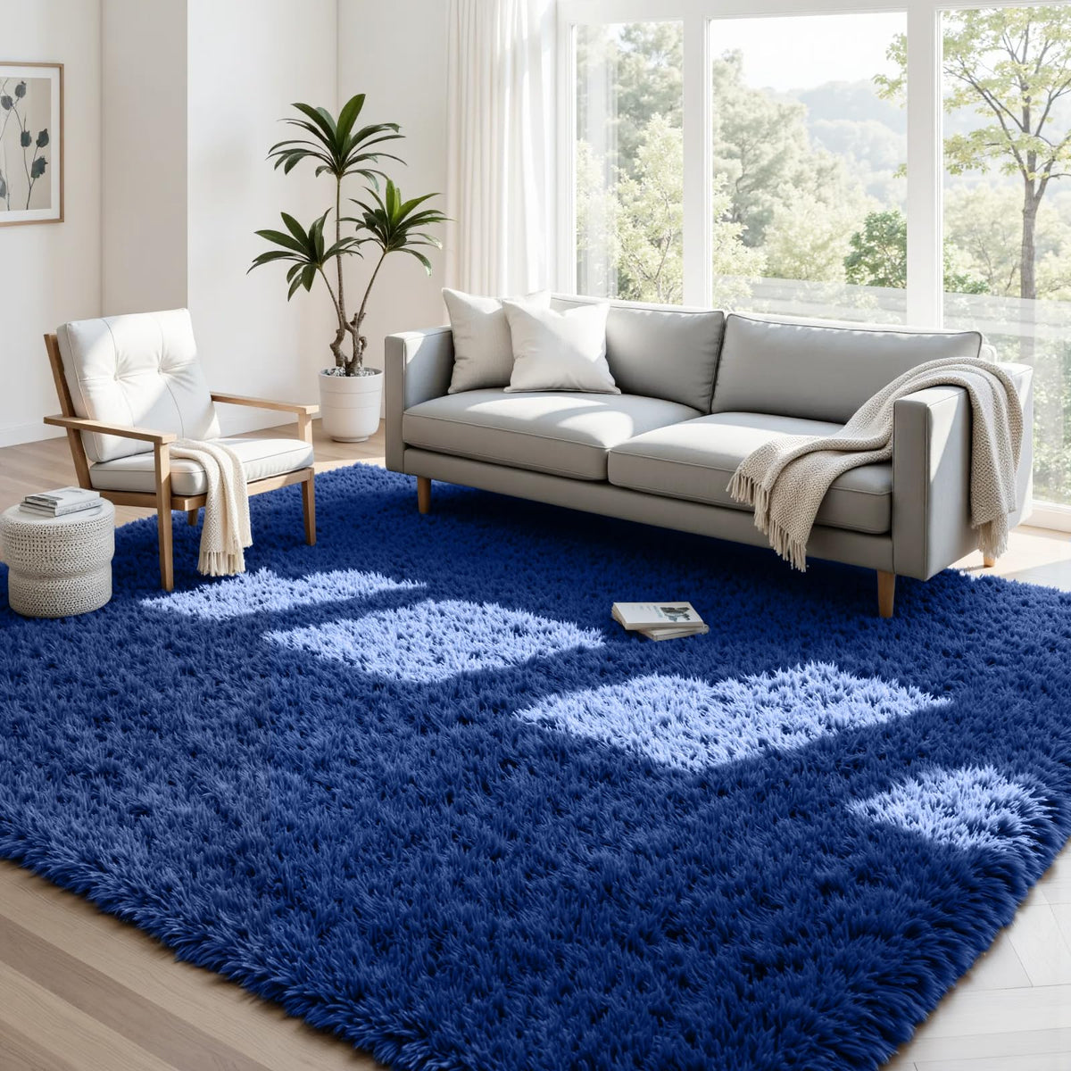 8x10 Fluffy Shag Area Rugs for Living Room Bedroom: Soft Plush Carpet Grey | Upgraded Non-Slip Thick Memory Foam, Ultra Soft, Non-Shedding Fuzzy Carpet, Easy Clean Decor for Kids Room, Nursery, Playroom