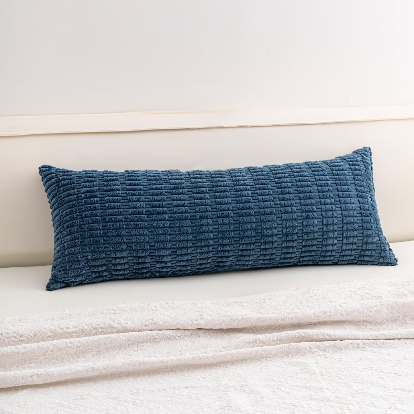 Pack of 2 Corduroy Decorative Throw Pillow Covers 18x18 Inch, Cream White | Fall Soft Striped Pillow Covers Modern Farmhouse Home Decor Christmas Throw Pillow Covers for Sofa Living Room Couch Bed ﻿