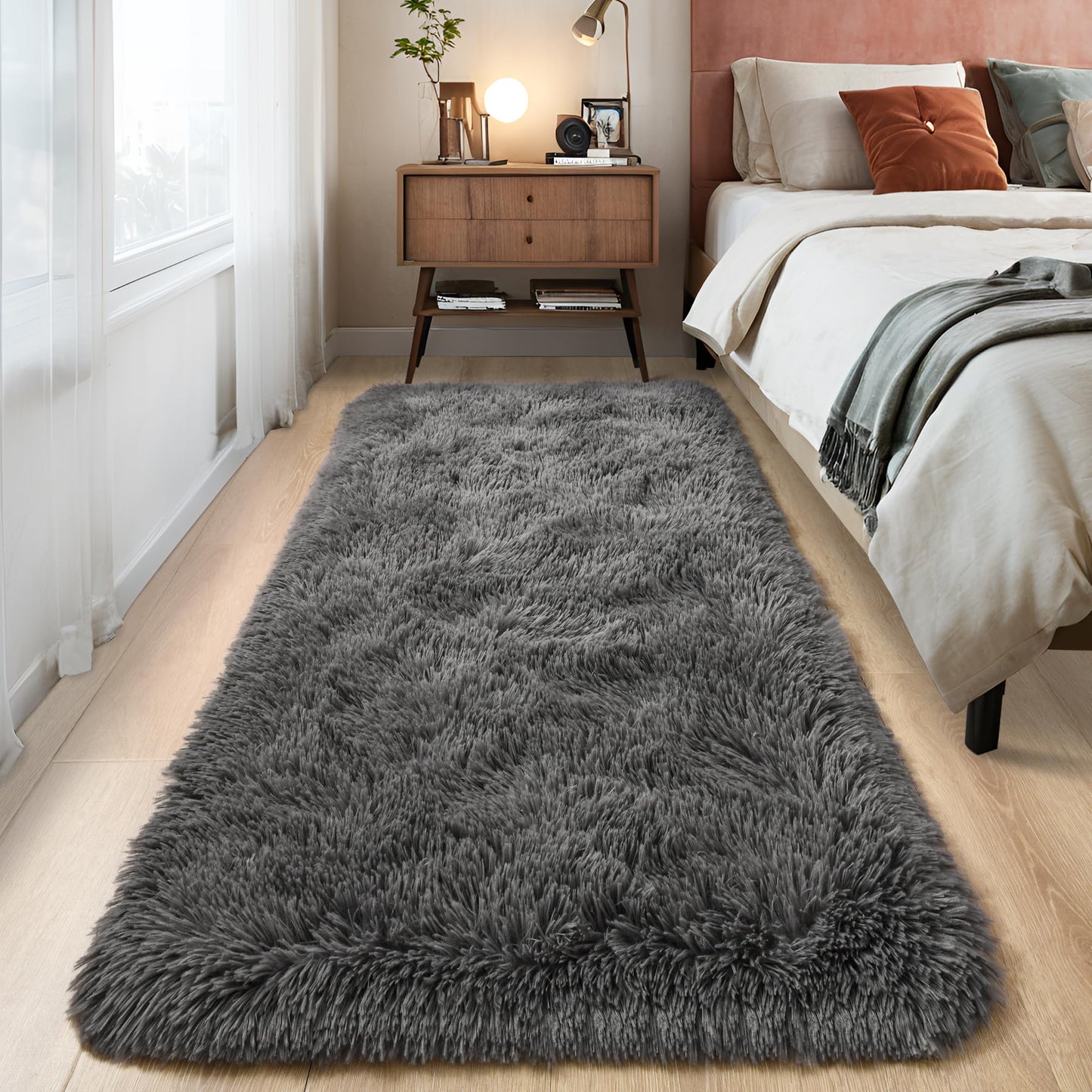 Area Rugs 9x12 for Living Room, Super Soft Fluffy Rugs for Bedroom | Modern Shaggy Rug Fuzzy Carpets for Kids, Plush Indoor Nursery Home Decor Rug with Non-Slip Bottom, Black
